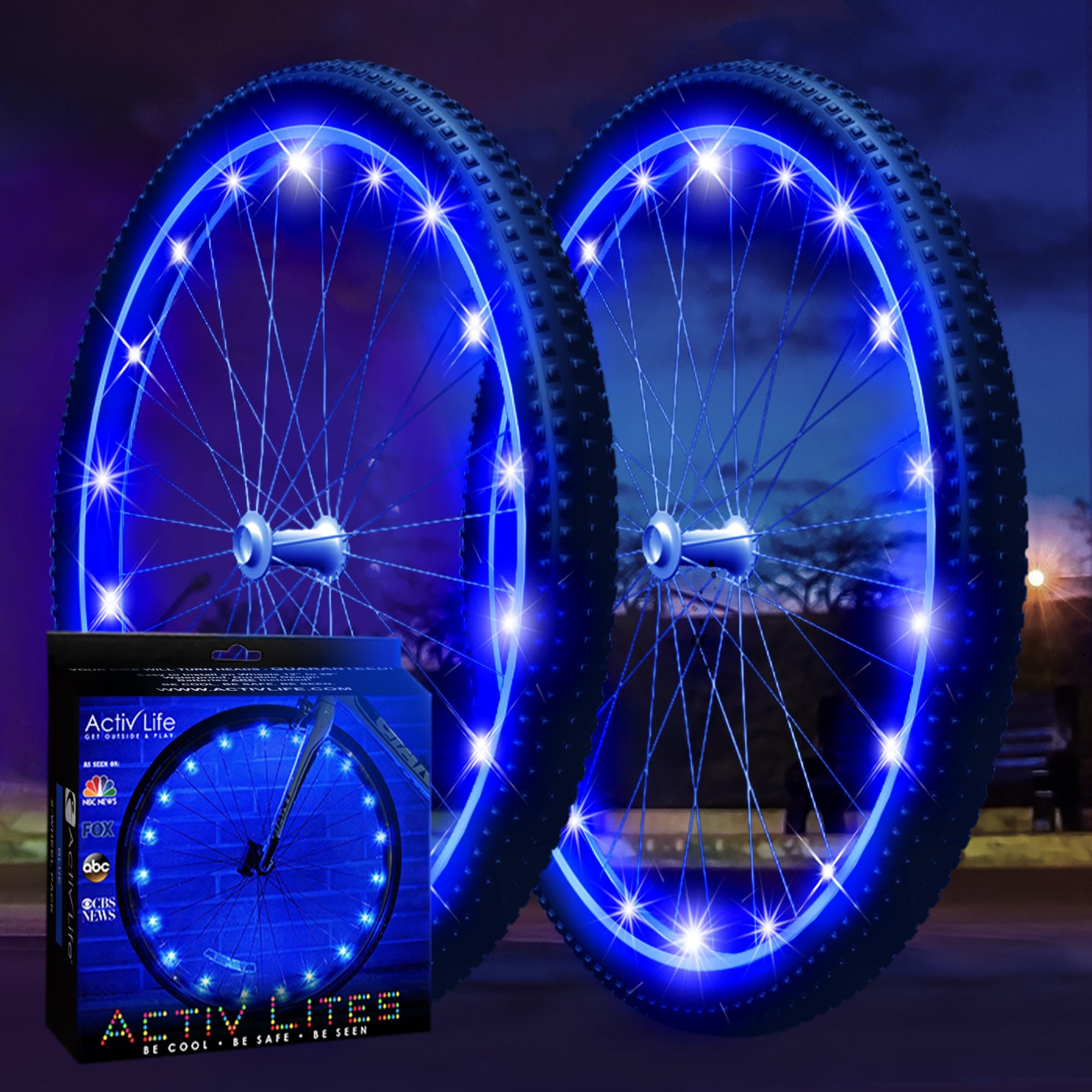 Activ Life 2-Tire Pack LED Bike Wheel Lights with Batteries Included, Get 100% Brighter and Visible from All Angles for Ultimate Safety and Style
