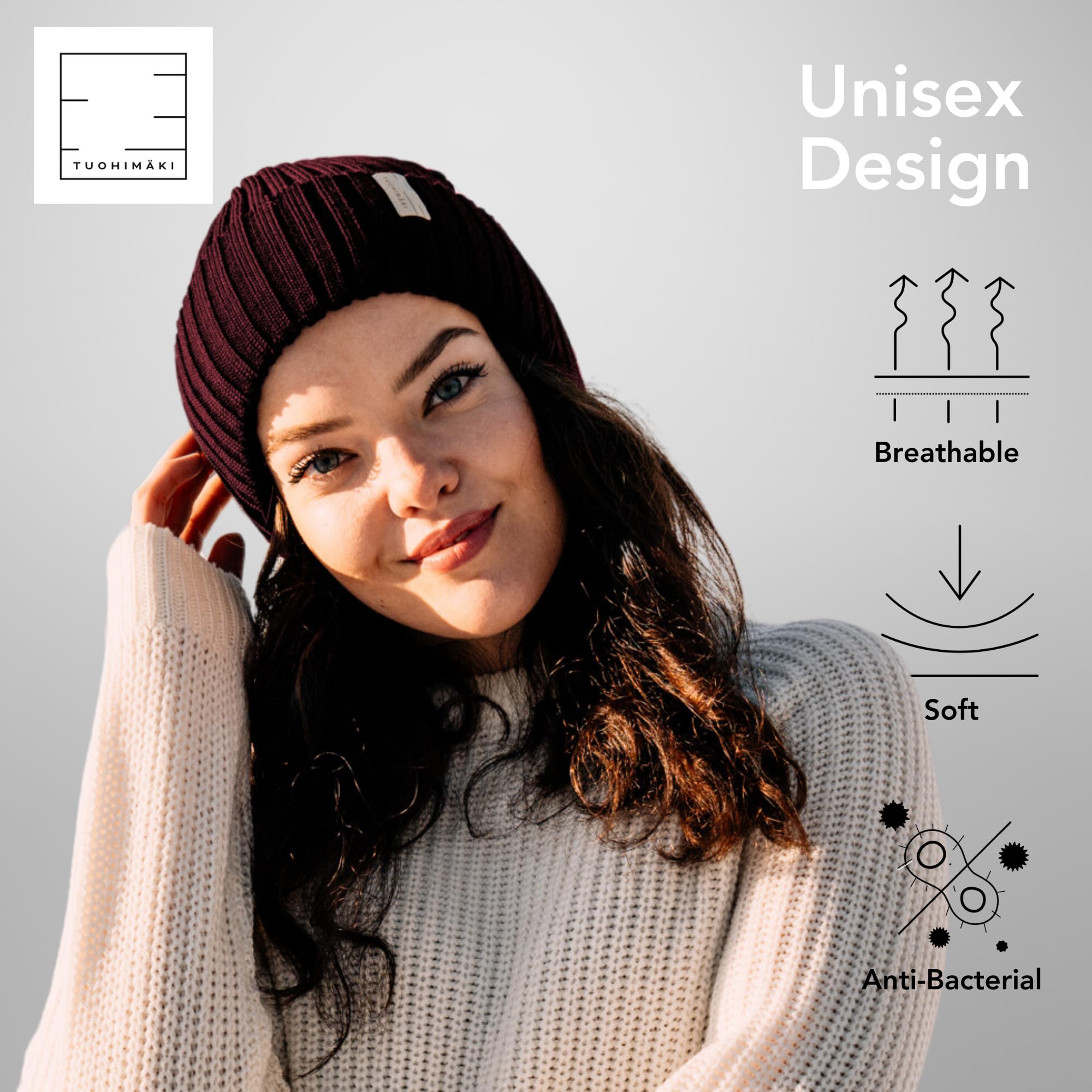 Czapka z 100% wełny merynosowej – Wykonana w Finlandii – Czapka beanie dla mężczyzn i kobiet – Ciepła czapka zimowa dla mężczyzn – Miękka czapka zimowa dla kobiet – Czarna premium czapka