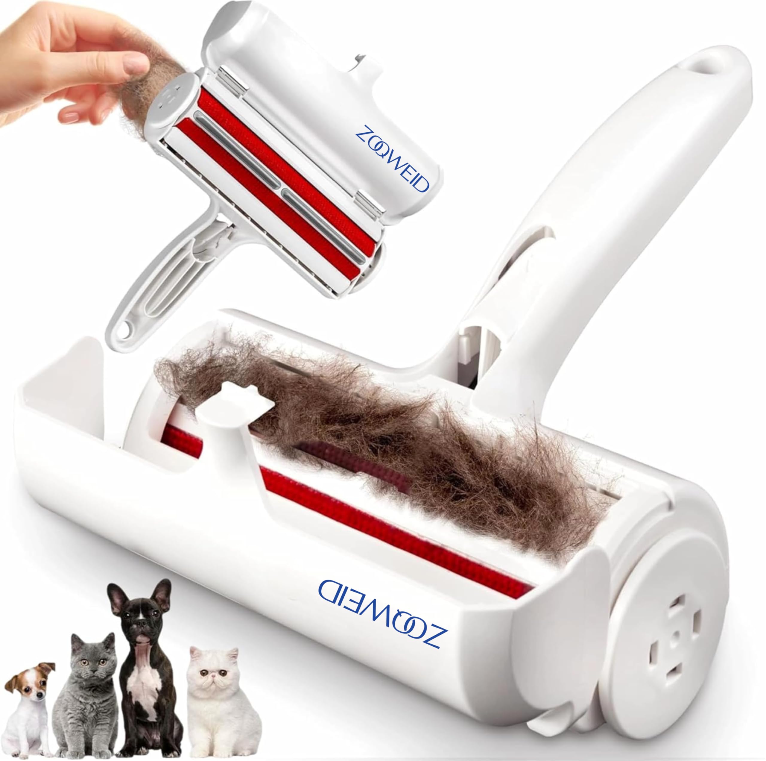 Reusable Dog Hair Remover Roller Dog Cat and Other Pets Hairs Cleaning Fur Brush Rollers Easy Hair Removal Furniture, Clothes, Sofa, Carpet, Couch, Bedding (Dark red)-image-24