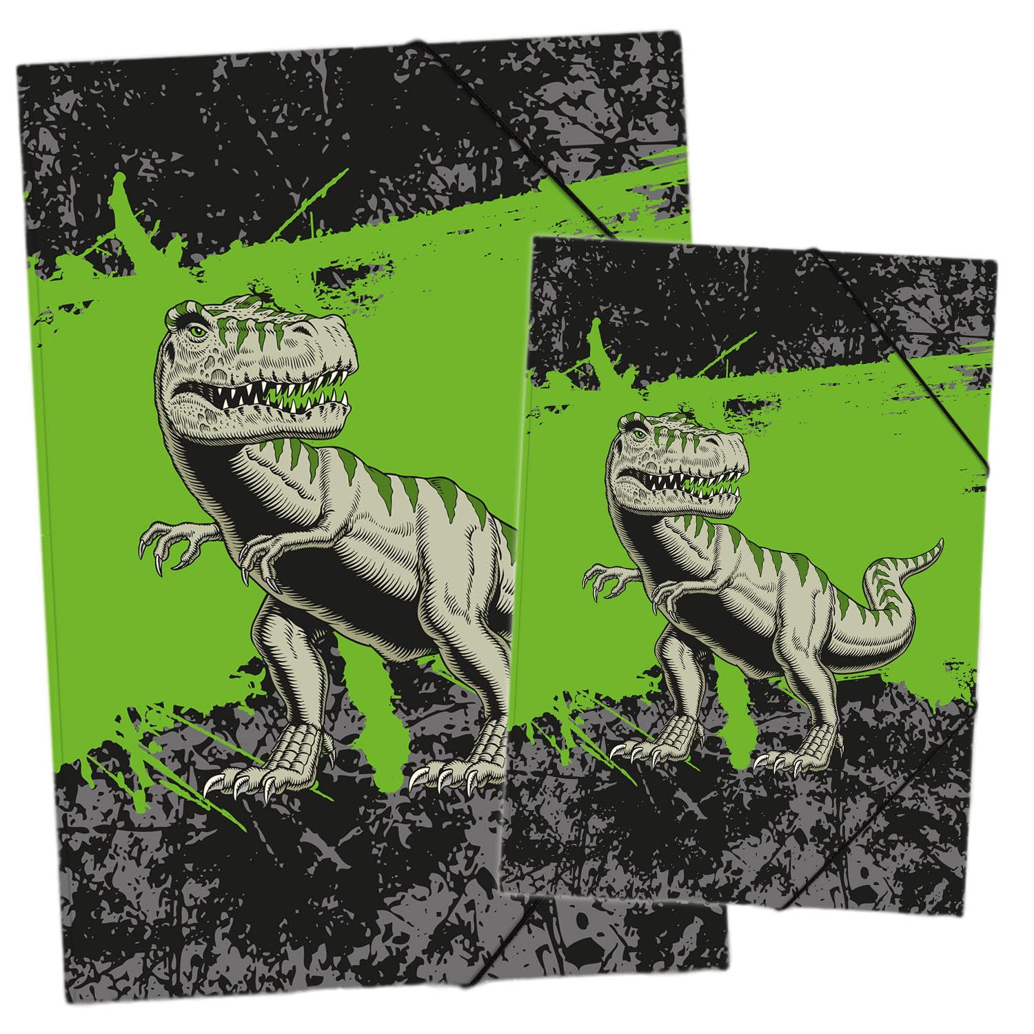 itenga Zeichenmappe & Sammelmappe – Motiv T-REX, A3 & A4, Gummizugmappe