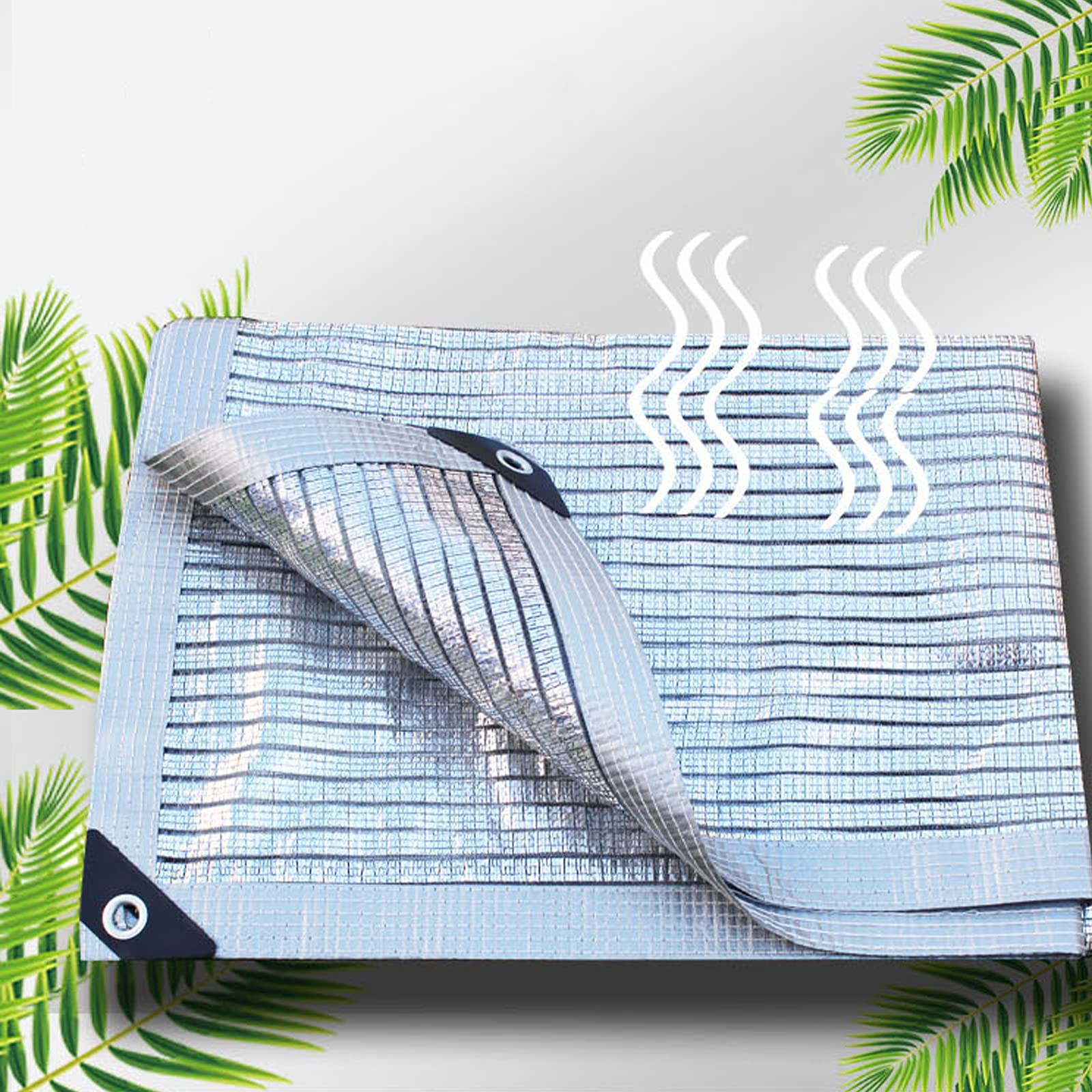 Filet D'ombrage en Aluminium Réfléchissant 75%,Shade Net,Tissu D'ombre Résistant Aux UV,Voile D'ombrage Coupe-Vent,pour Abri de Voiture/Fleurs/Plantes de Serre,Argent (2x6m)