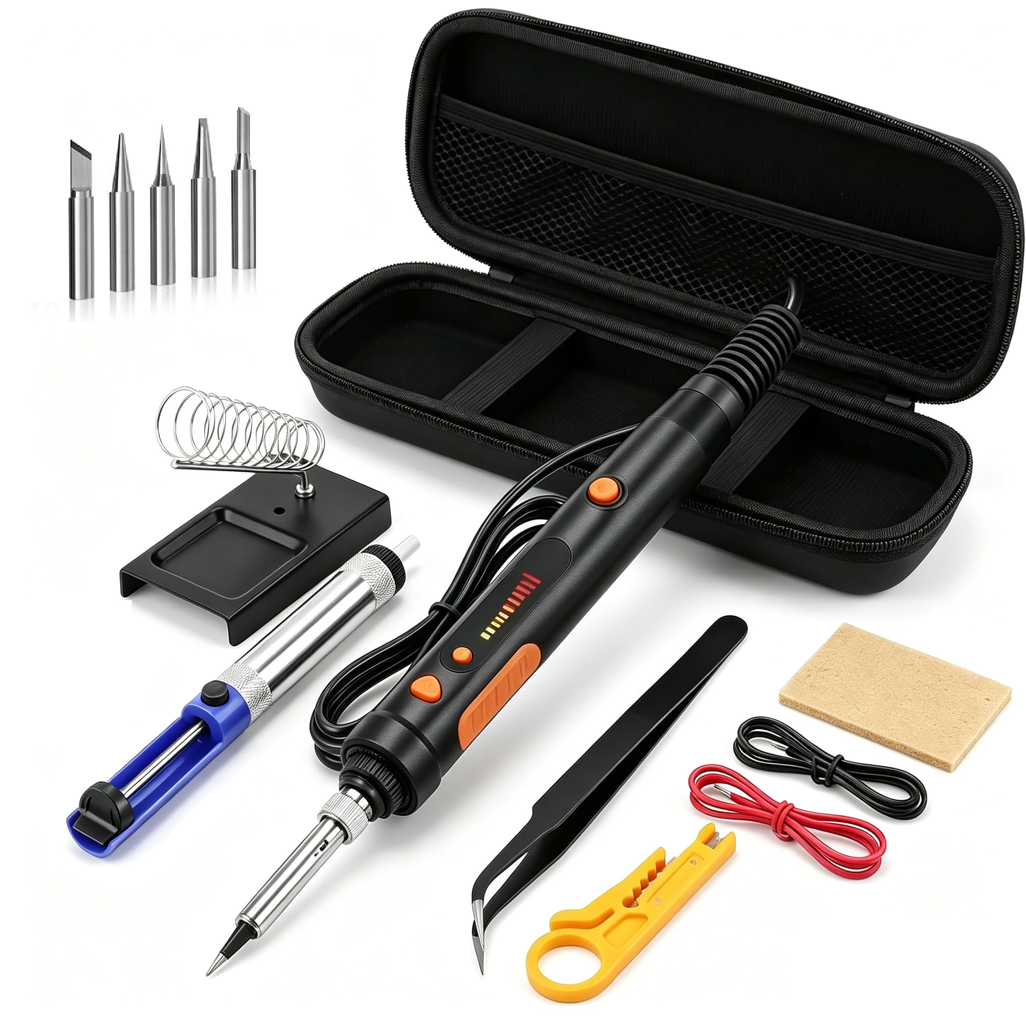 Kit de soldador de 150 W, temperatura ajustable, 180 – 520 °C, kit de soldadura para trabajos eléctricos, reparaciones de ingeniería eléctrica, bricolaje, bricolaje, aficionado