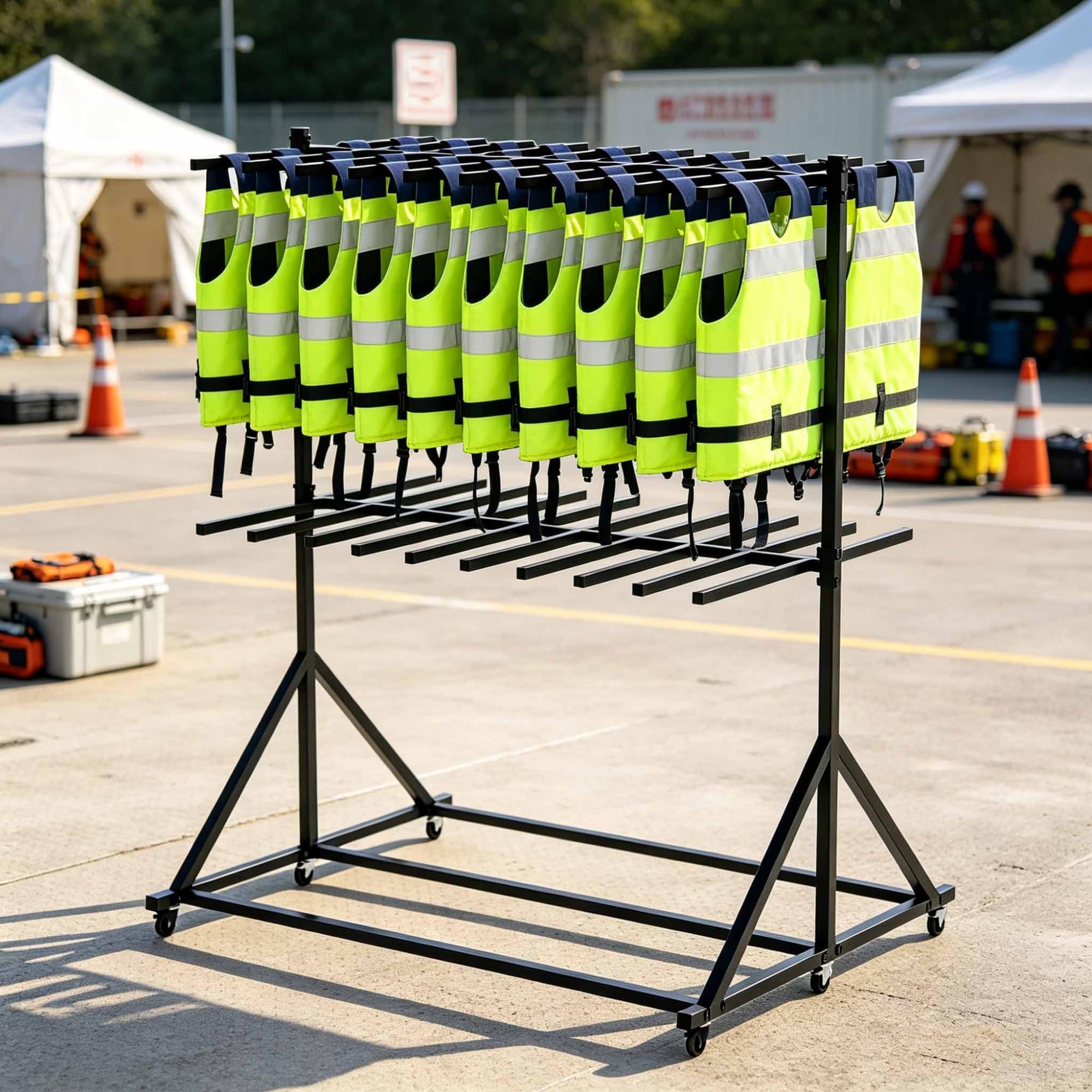 Life Vest Holder Drying Rack, Shorty Wetsuit Organizer w/Wheels