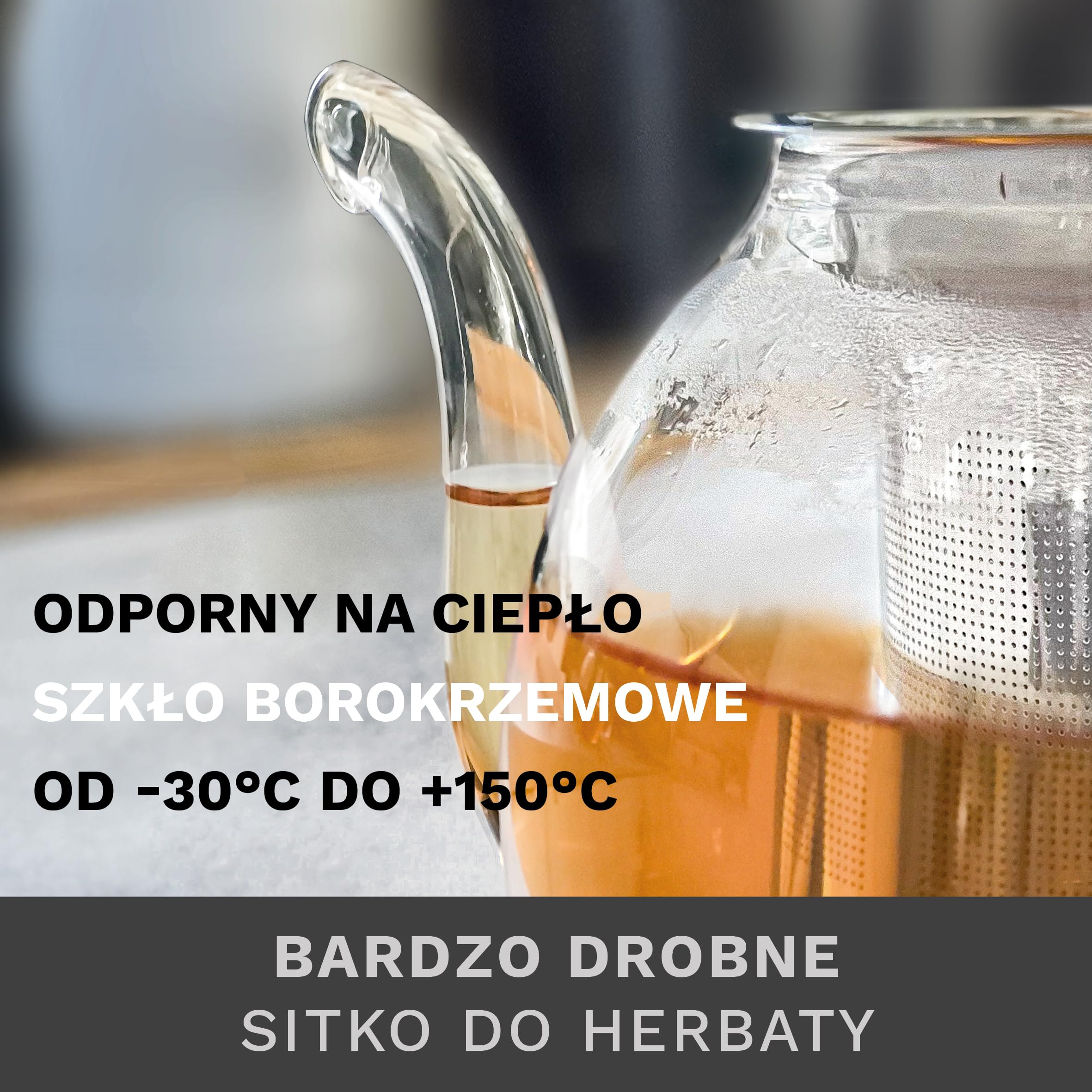 Creano Szklany dzbanek do herbaty 1,5 l 3-częściowy zaparzacz z sitkiem ze stali nierdzewnej