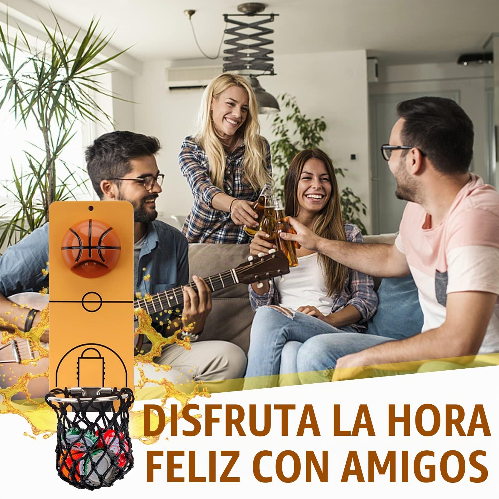 ZONSUSE Abrebotellas Magnético, Abridor de Pared de Metal Extraíble con Colector de Tapa, Regalo para Amantes de la Cerveza y Hombres, Uso como Decoración para Cocina, Patio, Bar (Baloncesto)