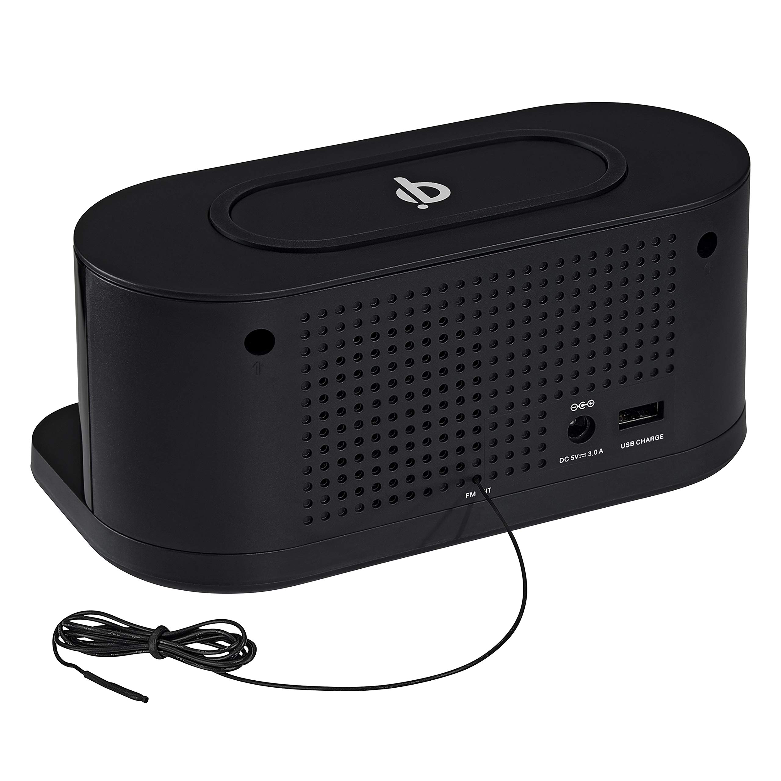 PEDEA FM Radiowecker mit induktiver QI-Ladefunktion und dimmbarem Display, Snooze, Dual Alarm und Sleep-Timer, schwarz