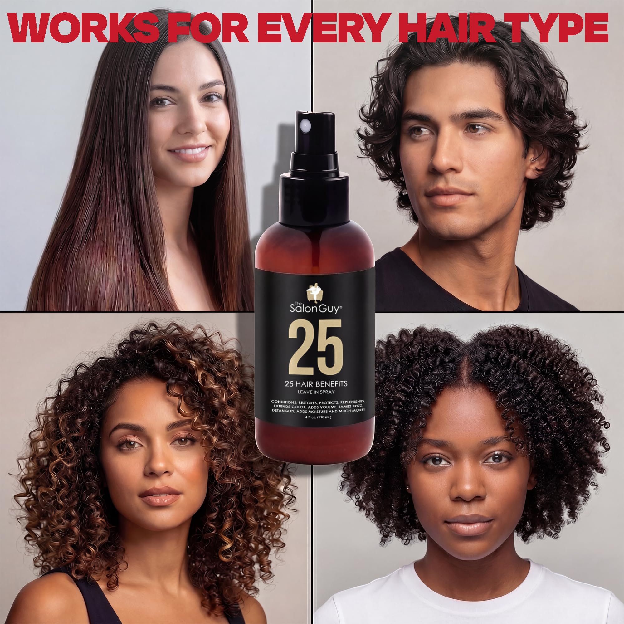 THESALONGUY Acondicionador sin enjuague con 25 aerosoles, tratamiento de reparación capilar con colágeno, queratina y biotina para hombres y mujeres, fortalece, desenreda y protege, fórmula ligera y