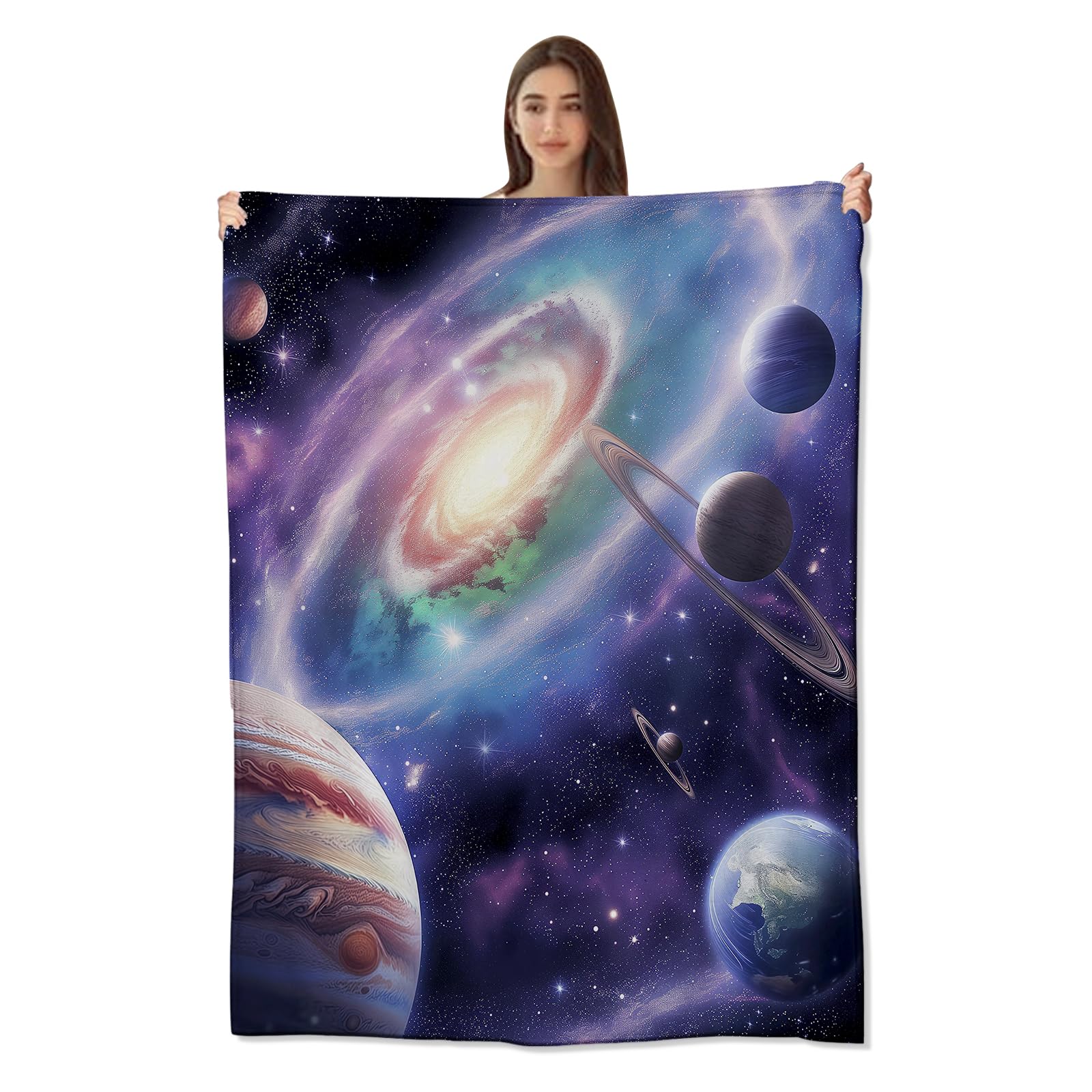 amepay Galaxy Blanket Ultra Soft Flannel Fleece Throw Blankets - Cozy & Warm for Couch, Bed, Travel - Lightweight Plush for Outdoor Stargazing 50x40