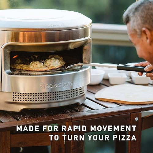 Miniatura 8 de Solo Stove Pelar de pizza inoxidable  Tabla de servir de acero inoxidable, paleta de pizza con crestas integradas, accesorio para horno de pizza