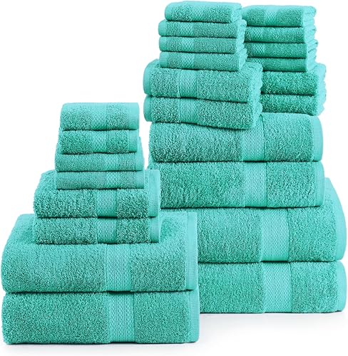 Miniatura 2 de LANE LINEN 24 toallas para baño, 100% algodón, toallas de baño de gran tamaño, toallas de spa de secado rápido, 2 toallas de baño extragrandes, 4