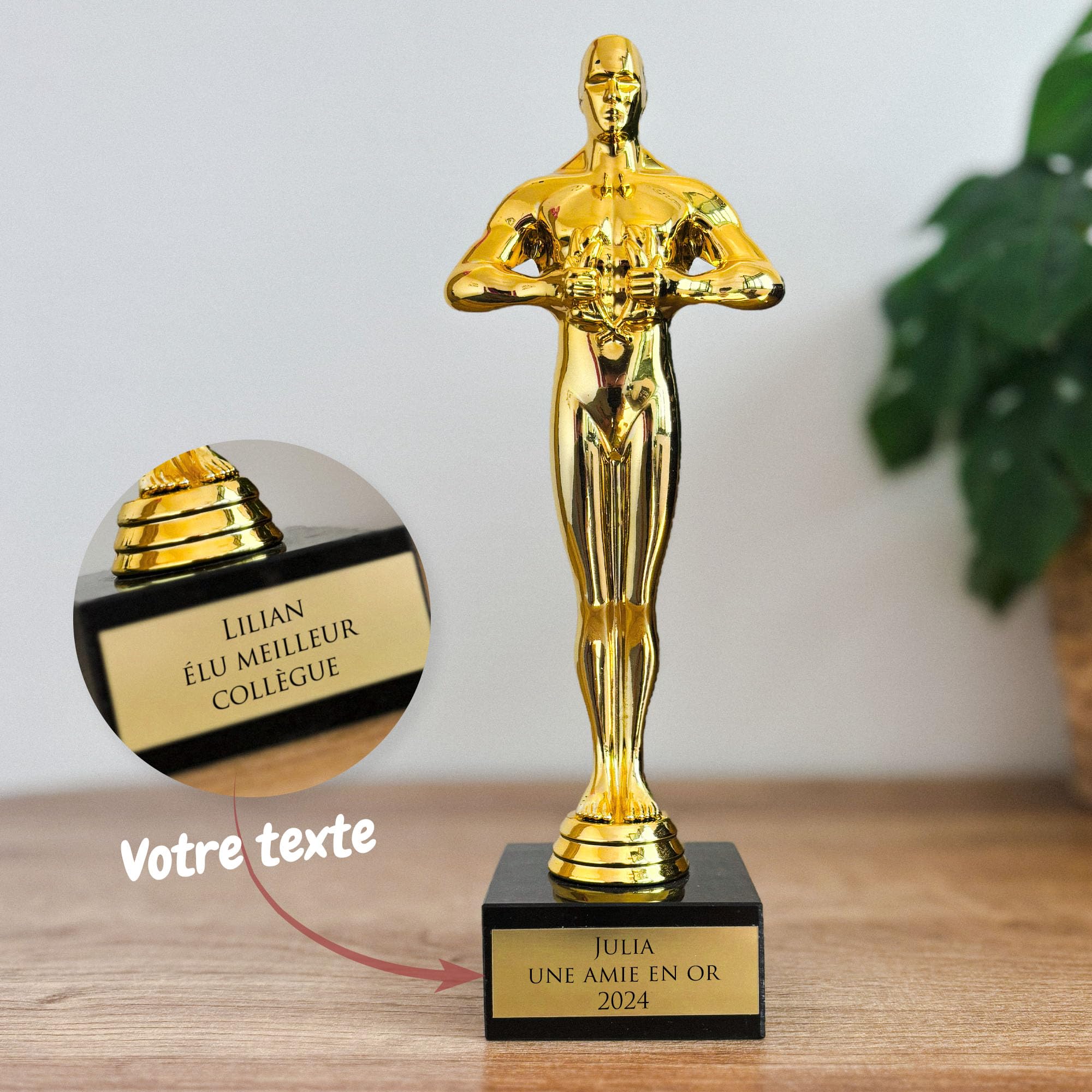 KDO MAGIC - Trophée Personnalisable - Statuette dorée personnalisée - Gravé avec Texte - Cadeau fête des pères, noël, Retraite, Homme
