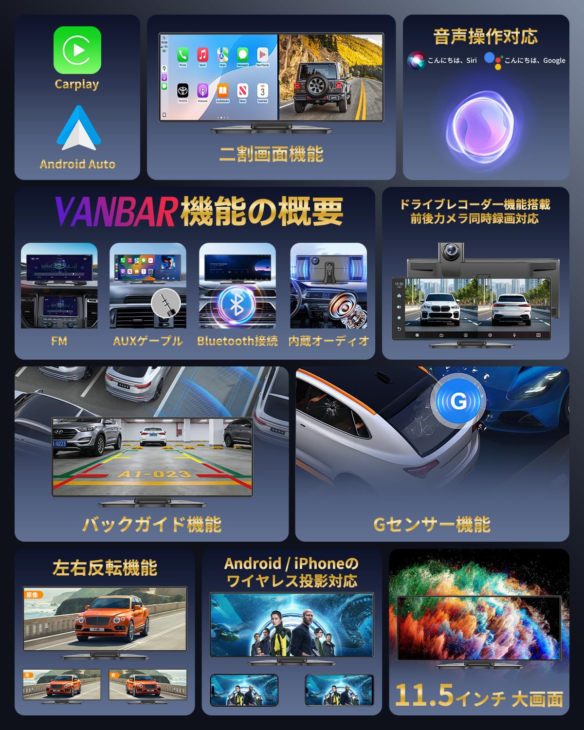 Amazon.co.jp: 【2026最新】VANBAR ディスプレイオーディオ ドラレコ