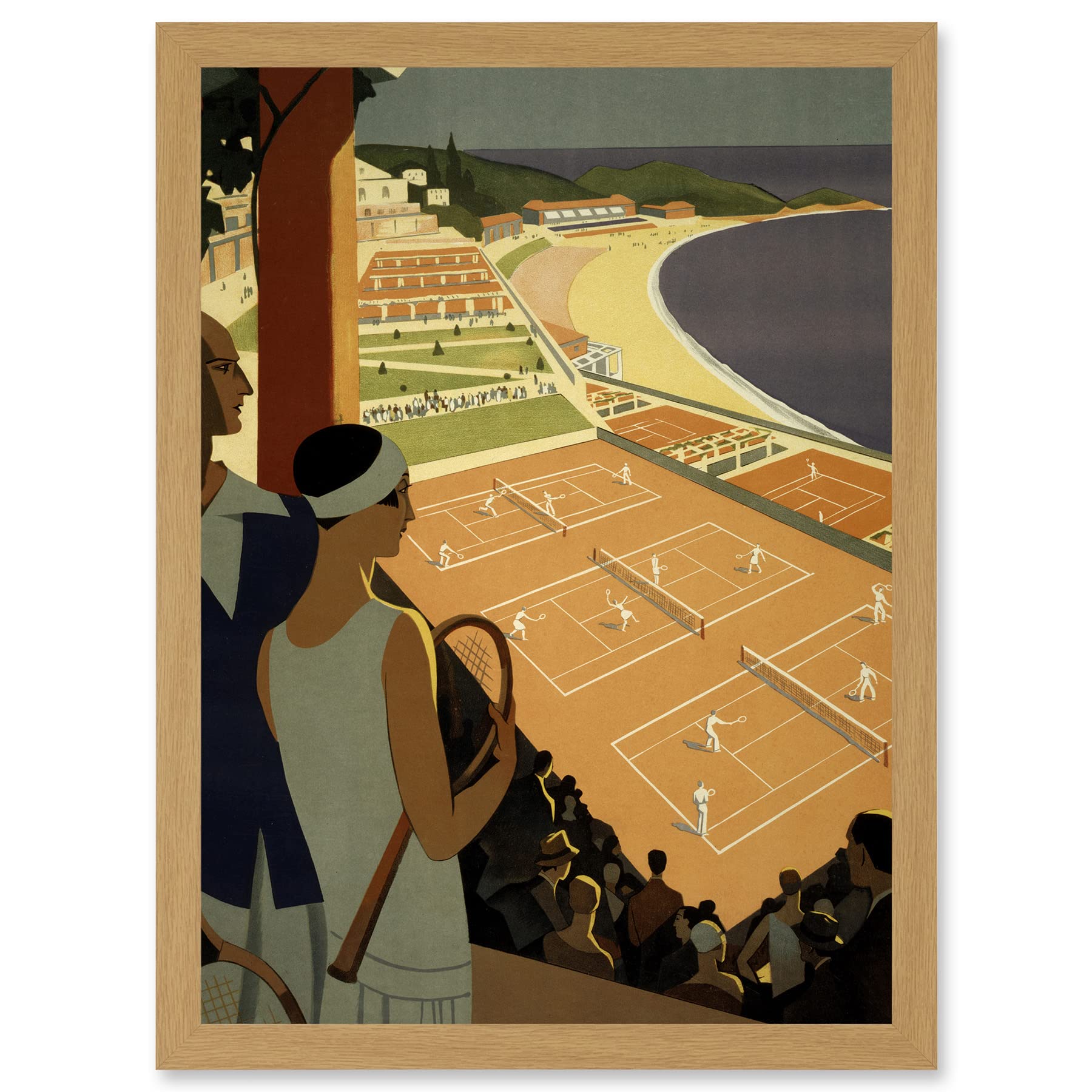 Wee Blue Coo Monte Carlo Monaco Tennis Vintage Advert Artwork Framed Wall Art Print A4