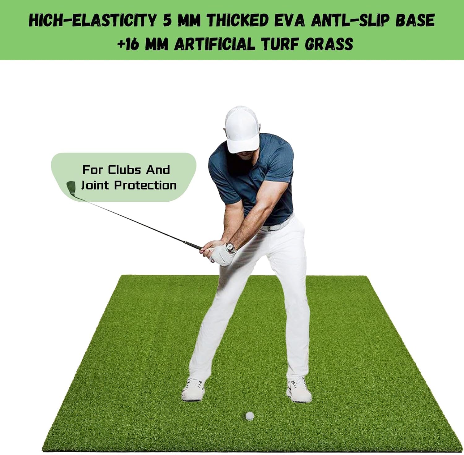 Golf Mat 5x4ft, Golf Hitting Mats for Indoor/Outdoor Practice, 21mm Dense Elite Artificial Hitting Training Mat,High-Elasticity Artificial Turf Mat for Golf Simulator Chipping Driving Training