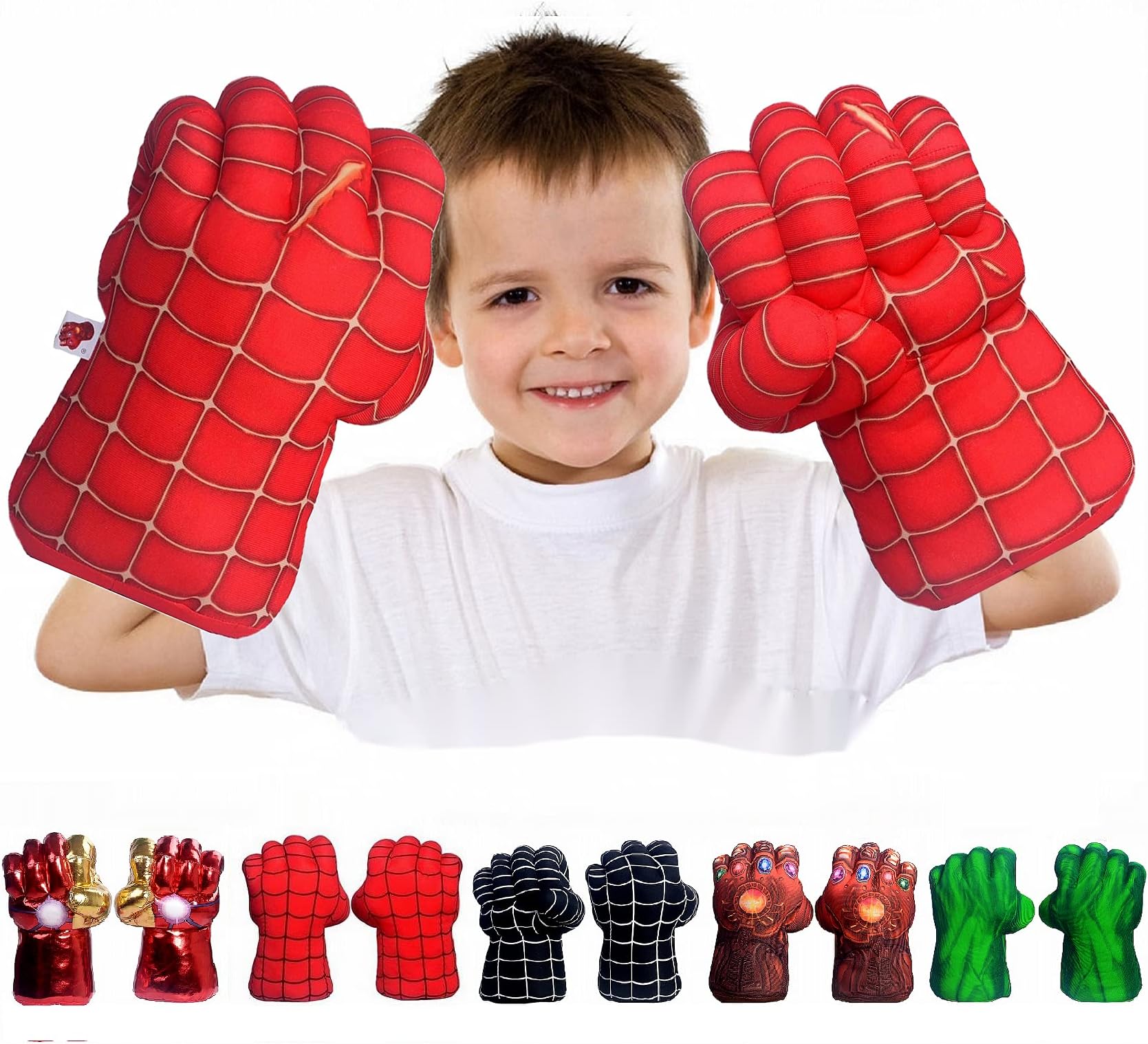 Incredible HOK Superheros Gauntlet Smash Hands Fists Big Soft Plush Gloves Pair Costume Green
