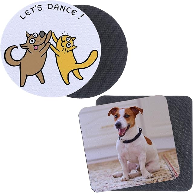 20-Pack Blank Heat Transfer Cup Mat Rubber Coaster-Including 10 Round and 10 Square Sublimation Transfer Heat Press Printing Crafts Cup Mats-10 x 10 x 0.3 cm/ 4 x 4 x 0.12 Inches