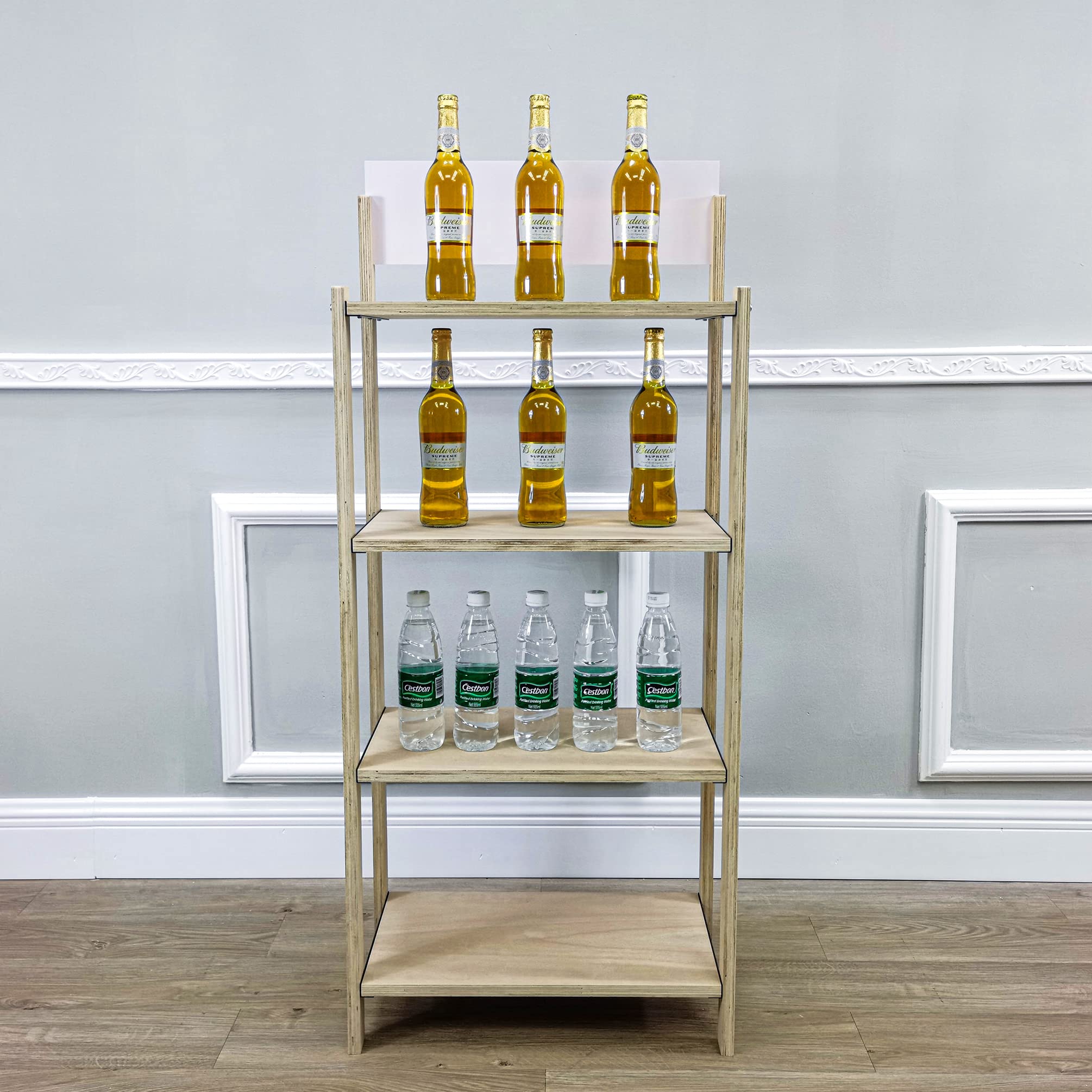 Amazon.co.jp: FixtureDisplays® 4段 木製ラックディスプレイ 飲料用