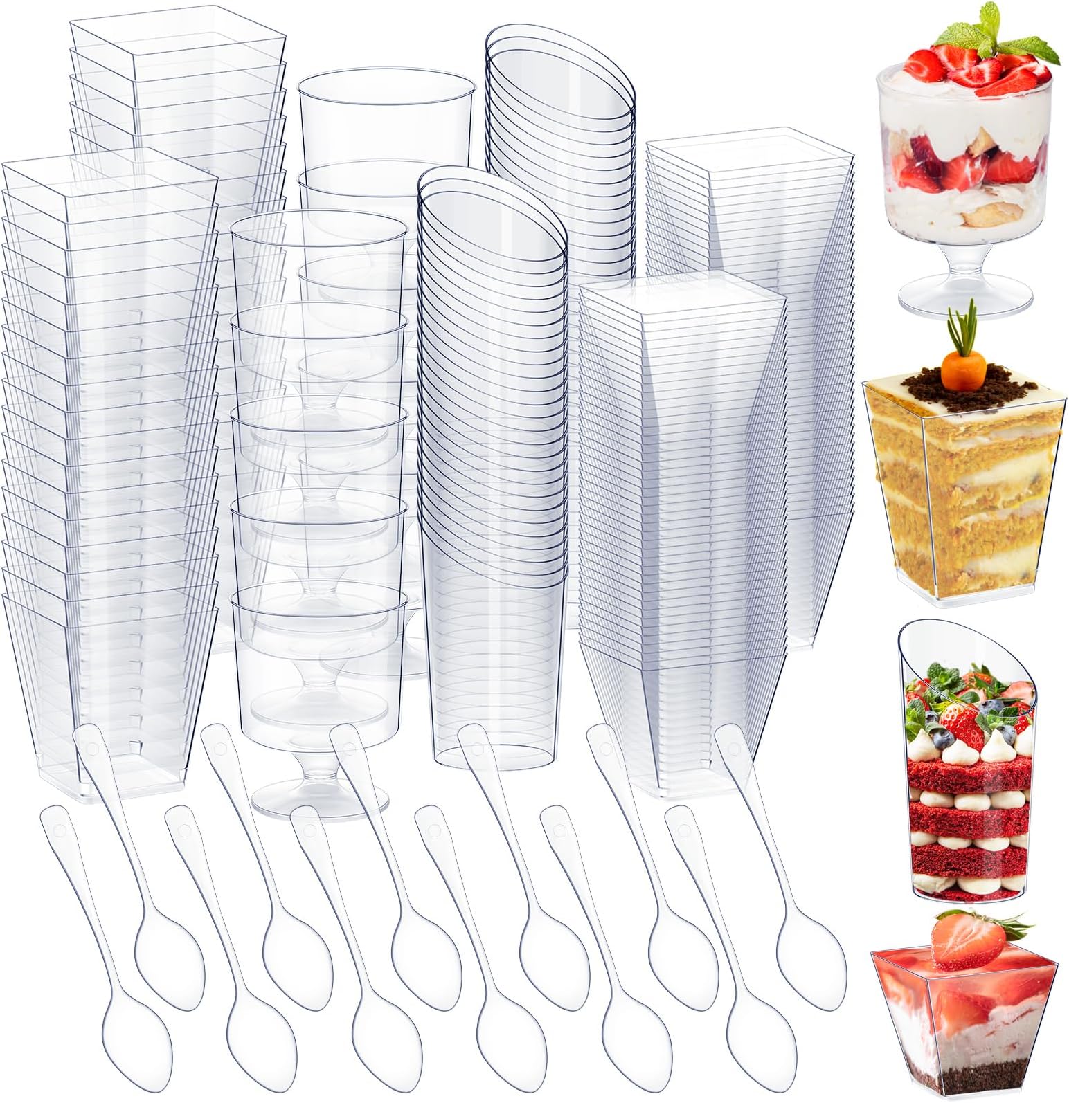 Tessco 800 Pcs Mini Dessert Cups with Spoons 400 Plastic