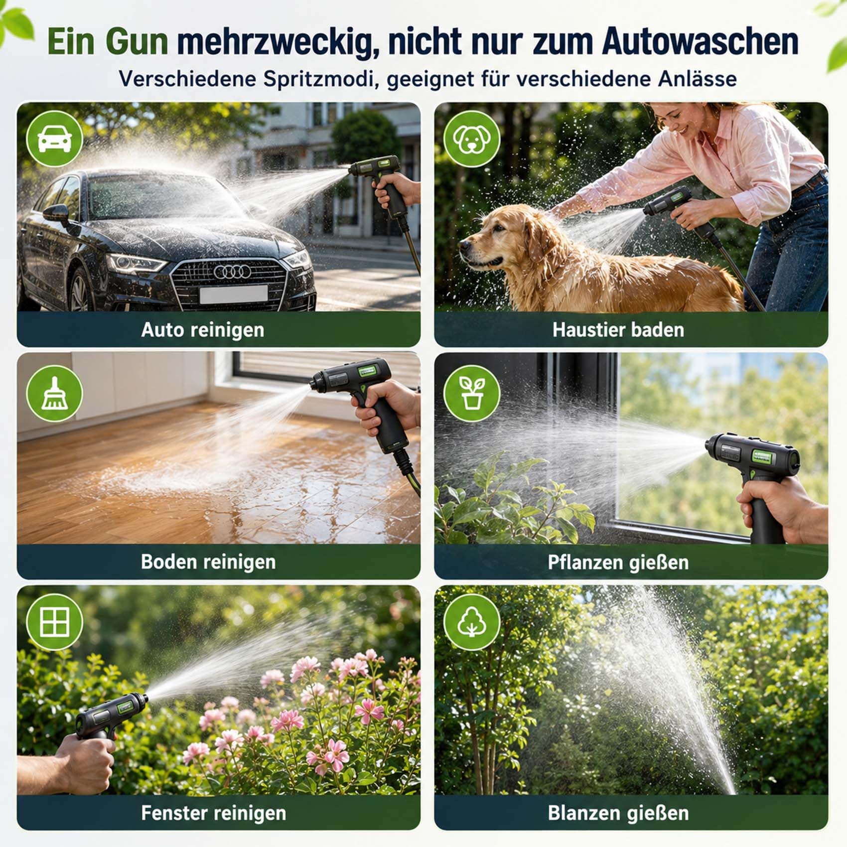 Jetteryx Hochdruckpistole, Jetterix Druckdüse für Gartenschlauch, Robuste Metall-Sprühdüse für Auto, Terrasse und Garten, Einstellbarer Wasserstrahl, Kraftvoll, Chemiefrei & Stromlos (Metall *A)