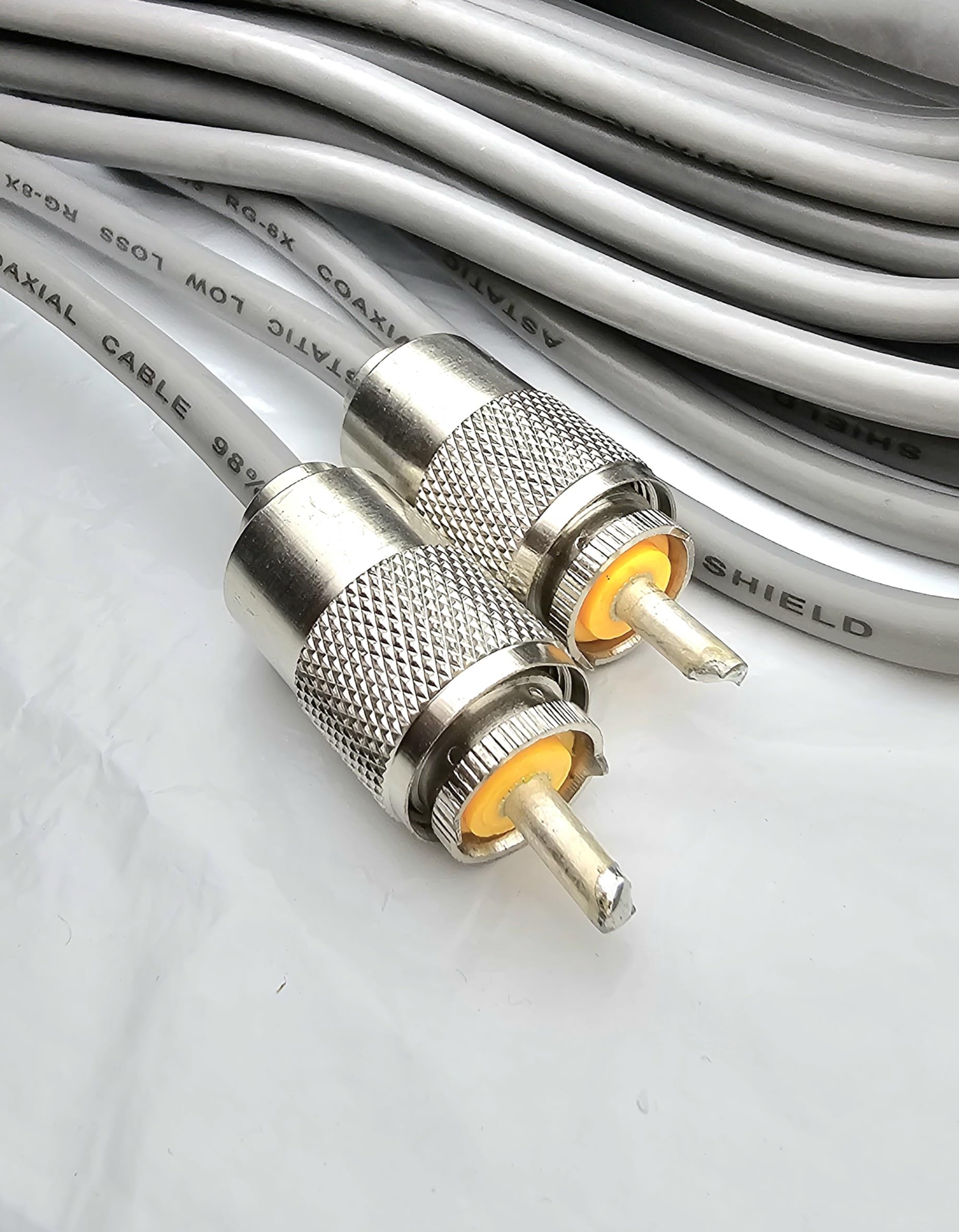 Pro Trucker RG-8X CB Antenna Premium Coaxial Cable, 75ft UHF PL259 Male to Male Coax Jumper Cable for CB, HAM Radio, SWR Meter, Antenna Analyzer, Low Loss, 98% Shield, Gray - PTRG8XX-75 HS