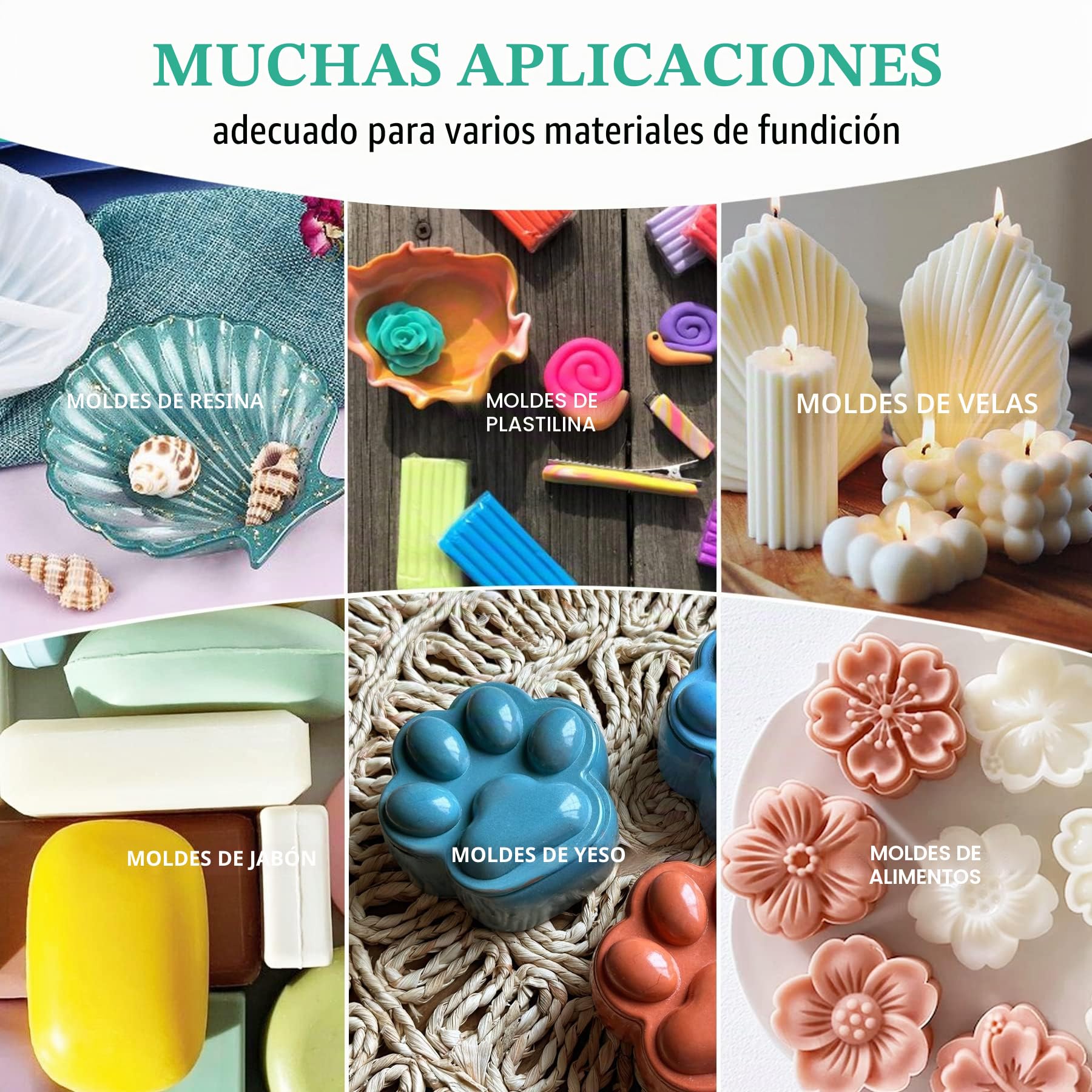 Caucho de silicona líquida – 9 L/10 kg 15 A moldes de silicona para fabricación de moldes de silicona – 1: 1 proporción de silicona para moldear resina DIY molde de velas, molde de jabón, fundición