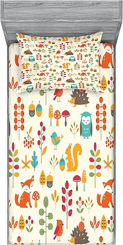 Miniatura 182 de Ambesonne Juego de sábanas bajeras y fundas de almohada, dibujos de aviones antiguos, vuelos clásicos con fechas, estilo vintage, diseño nostálgico,