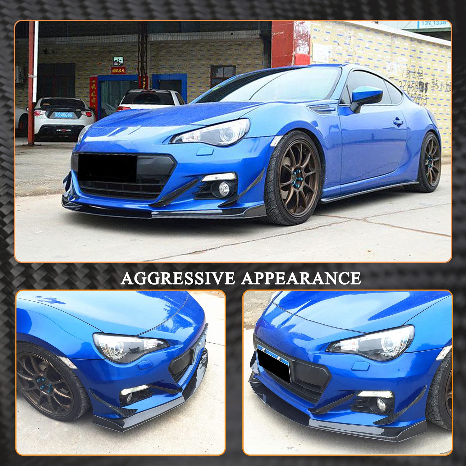 Front Bumper Spoiler Lip Kit For Subaru BRZ 2013-2016 – 3-Piece Gloss Black ABS, Direct Fit