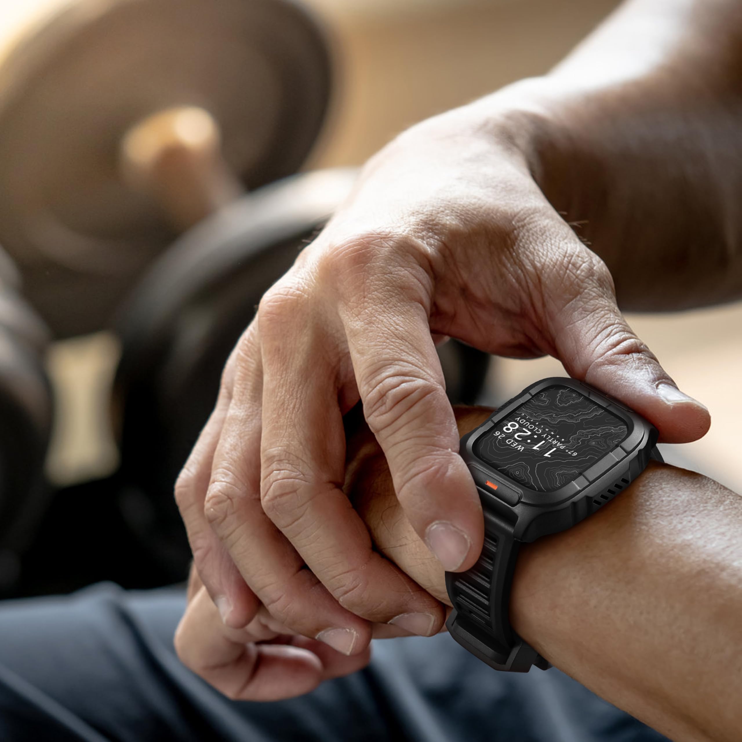 Bandletic Armband Mit Schutzhülle Für Apple Watch 44mm - Edelstahl Robust Stoßfest Militär Langlebig Bumper Für Herren - Kompatibel Mit Series 6 5 4 SE 2