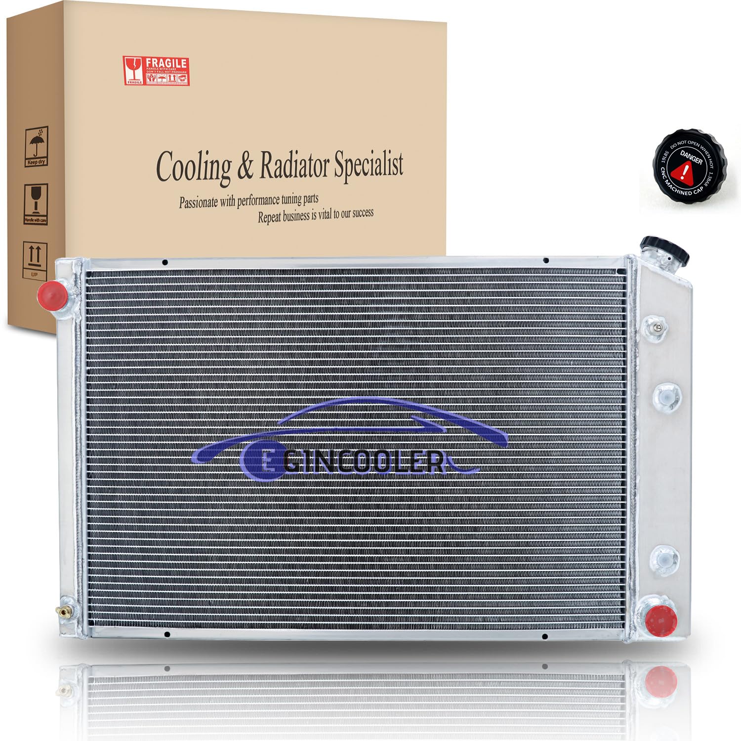 EGINCOOLER 4 Row Radiator for 1973-1991 Chevy GMC C/K Series Pickup & Trucks C10 C 20 C30 K10 K20 K30, Multiple V8 Models All Aluminum Radiator