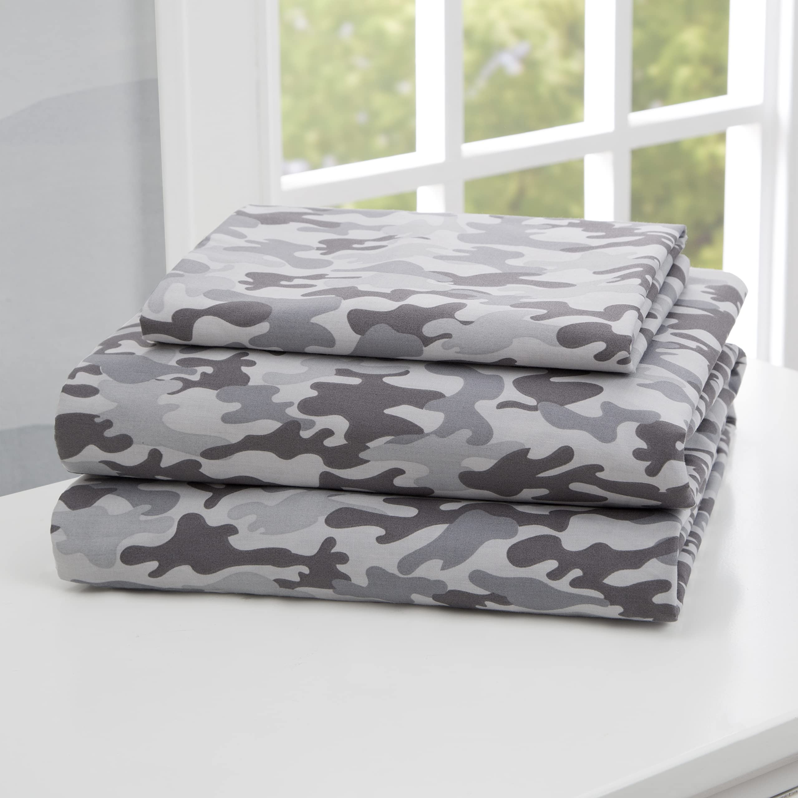 Delta Children 3-Piece Twin Sheet Set - Includes 1 Flat Sheet, 1 Fitted Sheet & 1 Pillowcase, Camo