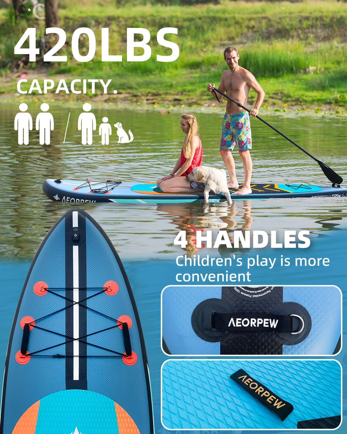 Tabla de remo inflable de 34 pulgadas de ancho para mujer con accesorios de tablas de remo de primera calidad, remo Adj SUP, mochila de 100 L, adecuada para tablas de SUP versátiles de todos