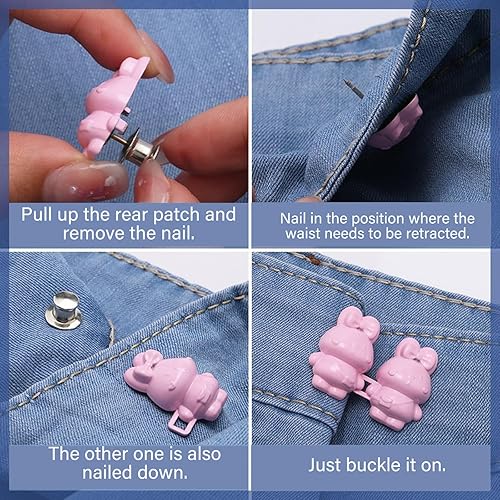 Miniatura 4 de LRITER Pines de botón de jeans, botón de jean desmontable para jeans sueltos, botones ajustables sin costura, botones ajustables para pantalones de