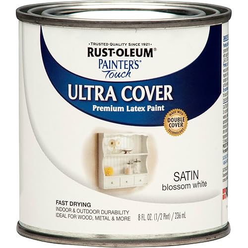 Rust-Oleum 267300-Painter's Touch Latex Paint, 1 Half Pint, Satin Blossom White
