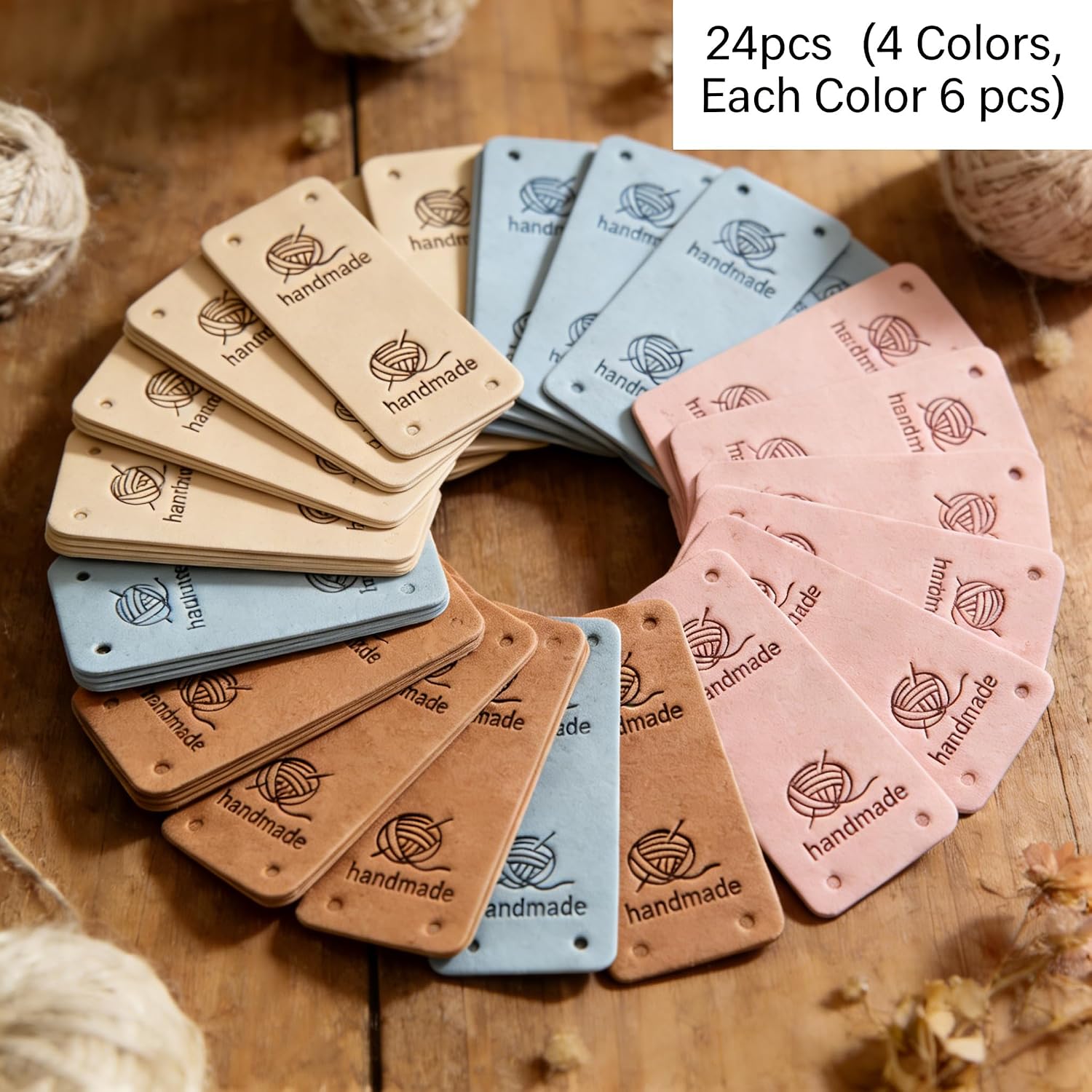Bicemend Suede Fabric Leather Tags for Crochet Items, 0.8"x2", 24 Pcs image 3