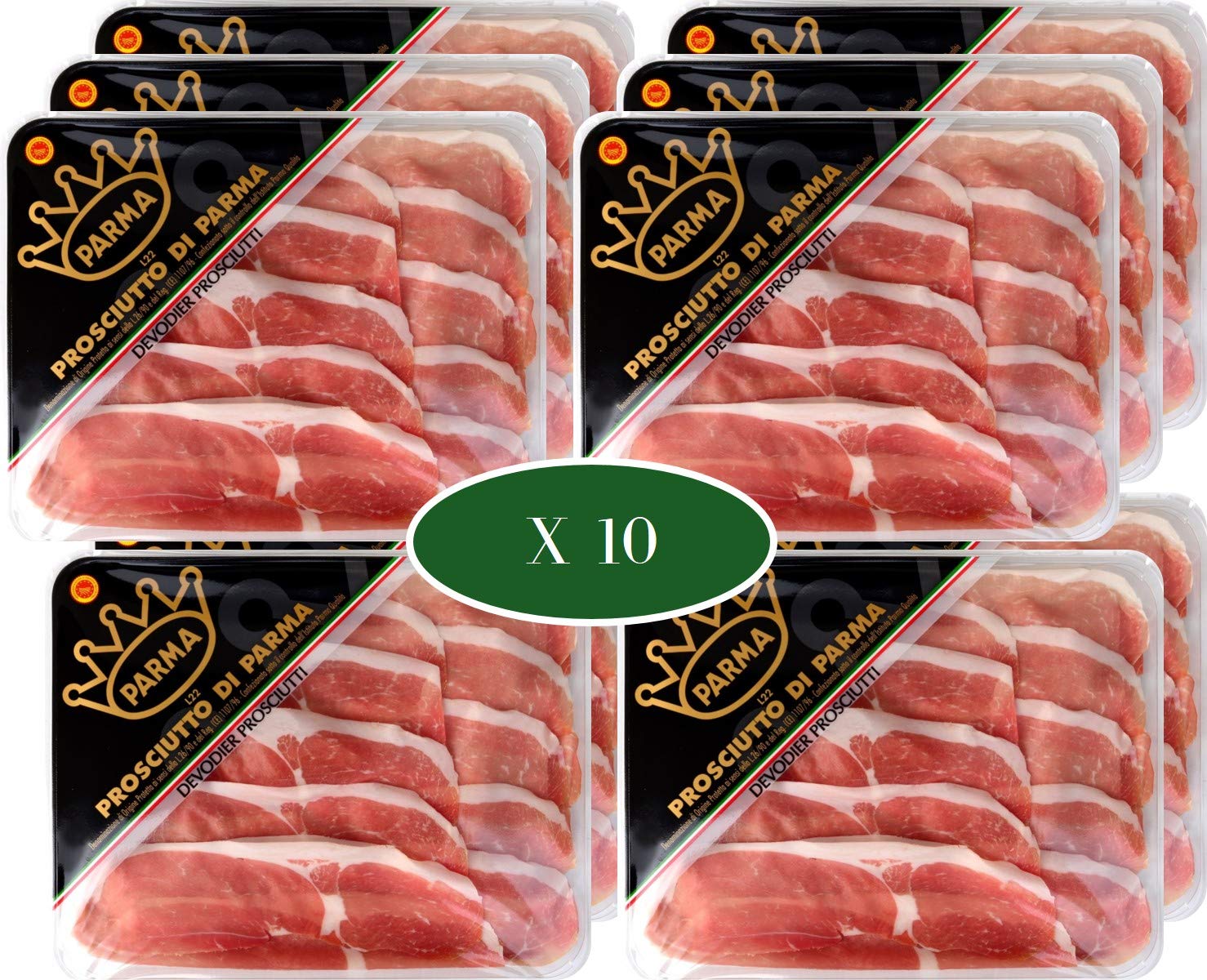 Prosciutto di Parma DOP DEVODIER min.24 mesi affettato Formato Famiglia 180g - Confezione da 10 Vaschette