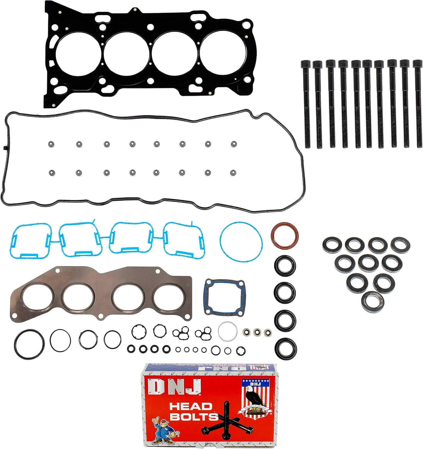 DNJ HGB955 Cylinder Head Gasket Set with Head Bolt Kit for 2009-2019 Scion, Toyota Camry, Highlander, RAV4 2.5L-2.7L L4 16V DOHC 2494cc