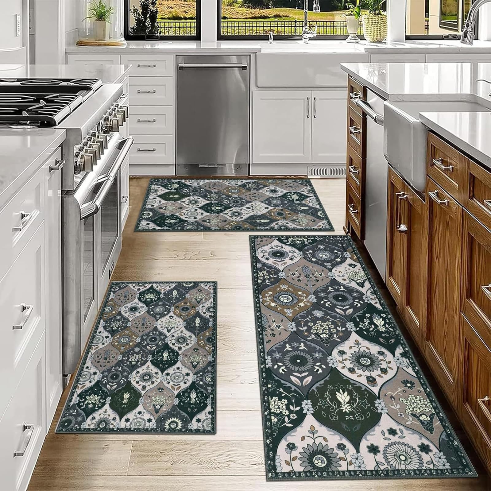 Tapis de couloir vintage rétro lavable 50x80cm pour cuisine et entrée