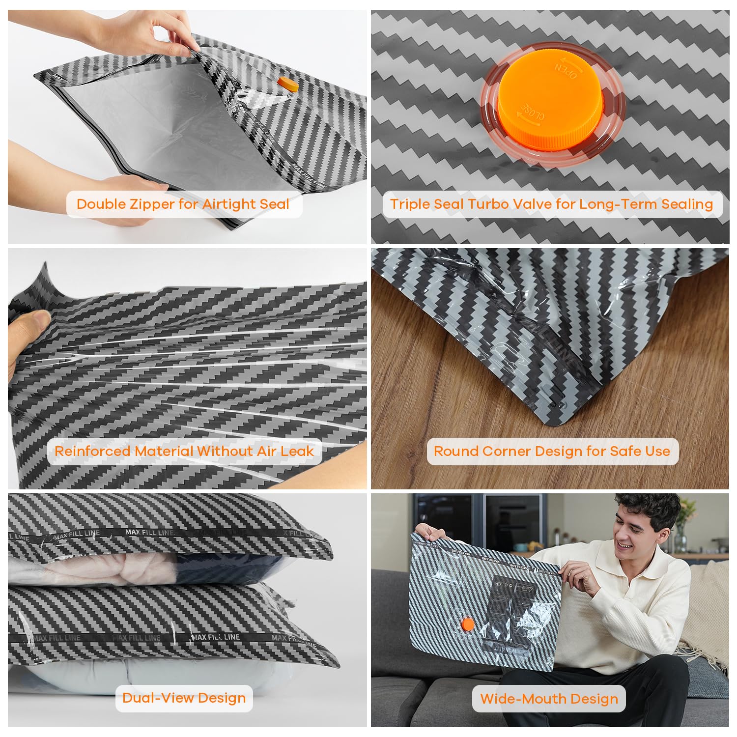 Sacchetti sottovuoto da viaggio con pompa elettrica ricaricabile wireless, confezione da 20 sacchetti sottovuoto essenziali da viaggio per abbigliamento, sacchetti salvaspazio a compressione per