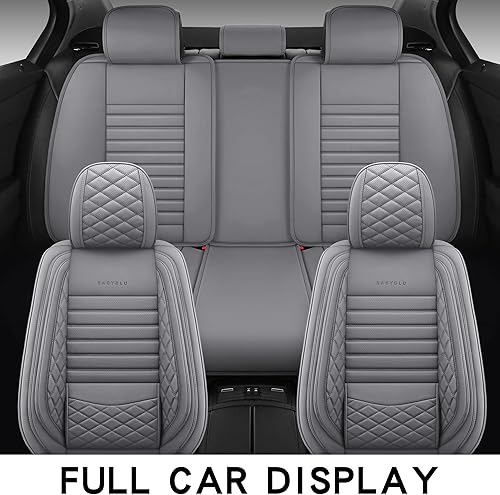 Miniatura 6 de BABYBLU Fundas de asiento de automóvil de piel sintética de cobertura completa, ajuste universal para automóviles, SUV, camionetas pick-up con cuero