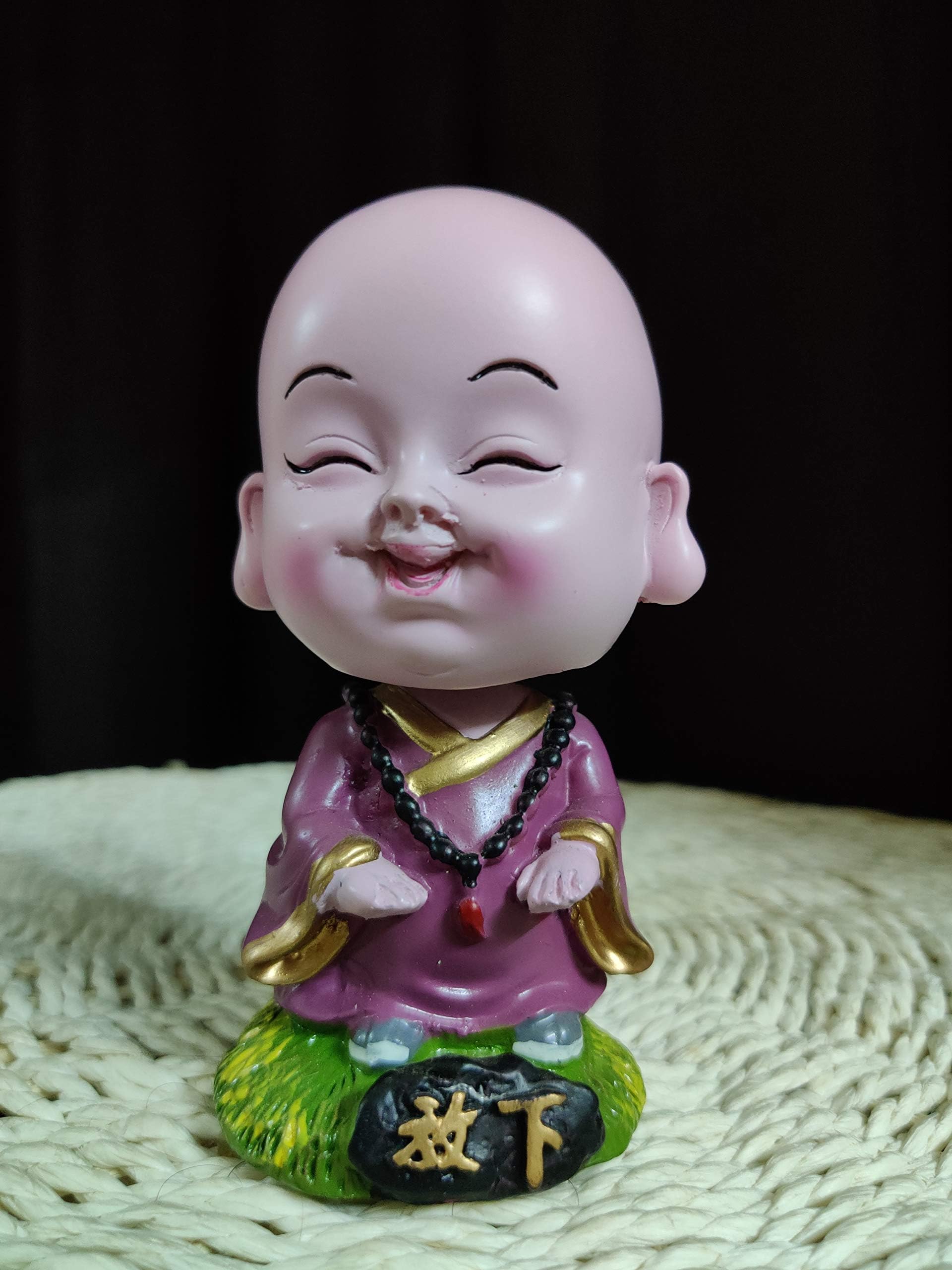 GiftnGlory Little Bobblehead Monk Buddha with Nodding Head, Beautiful Car Dashboard Showpiece Random |