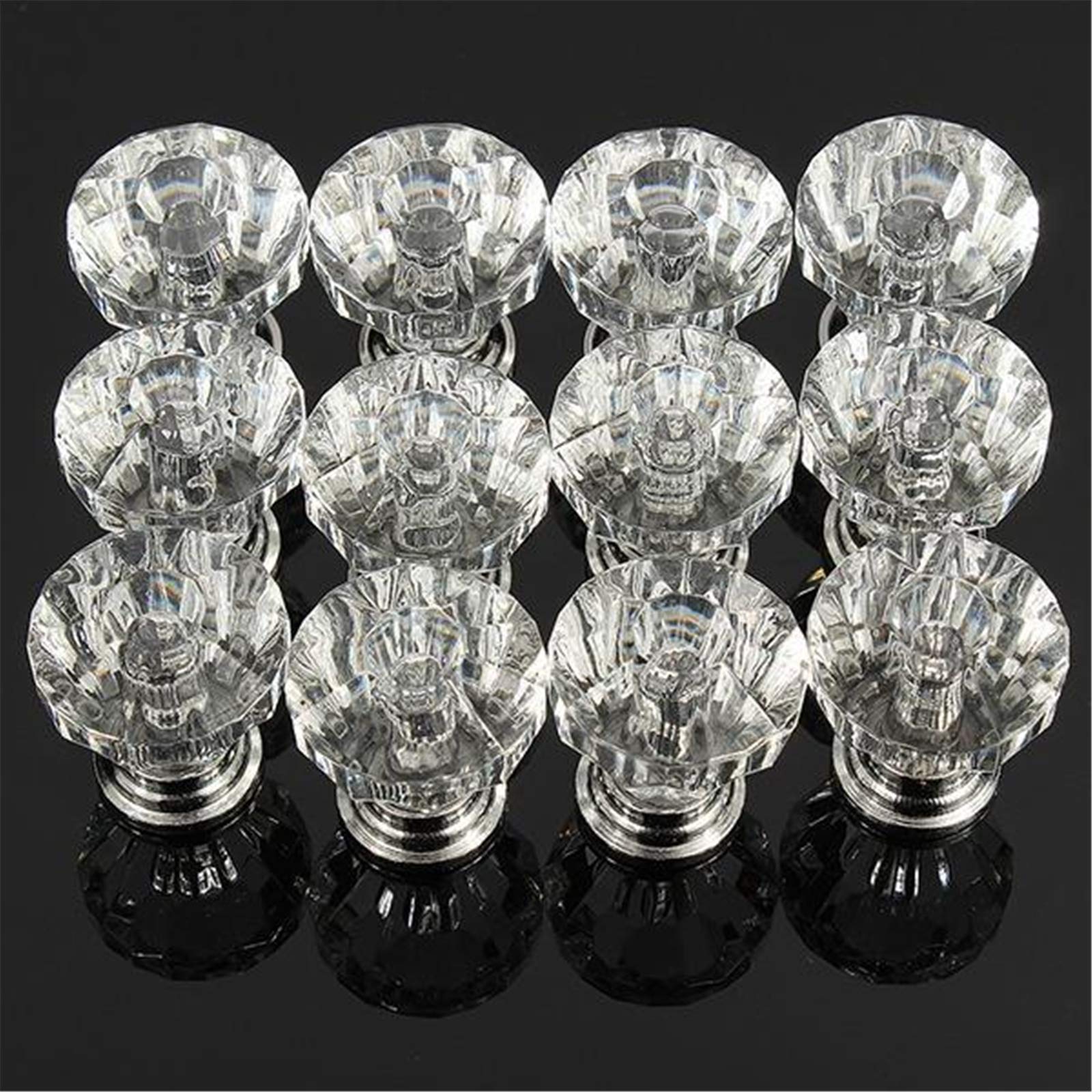 Madeinely Door Knobs12Pcs Acrylic Crystal Clear Door Drawer Knob HandleDoor Pull Handle (Size:2.5cm; Color:Clear)