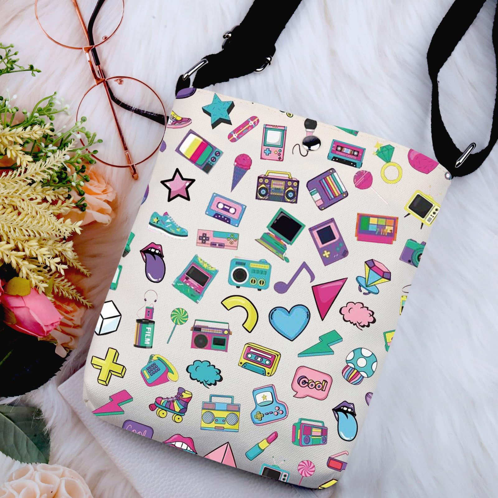 G2TUP 80s Lover Gift 80s Retro Crossbody Bag I Love 80s Travel Bag Back To The 80s Gift