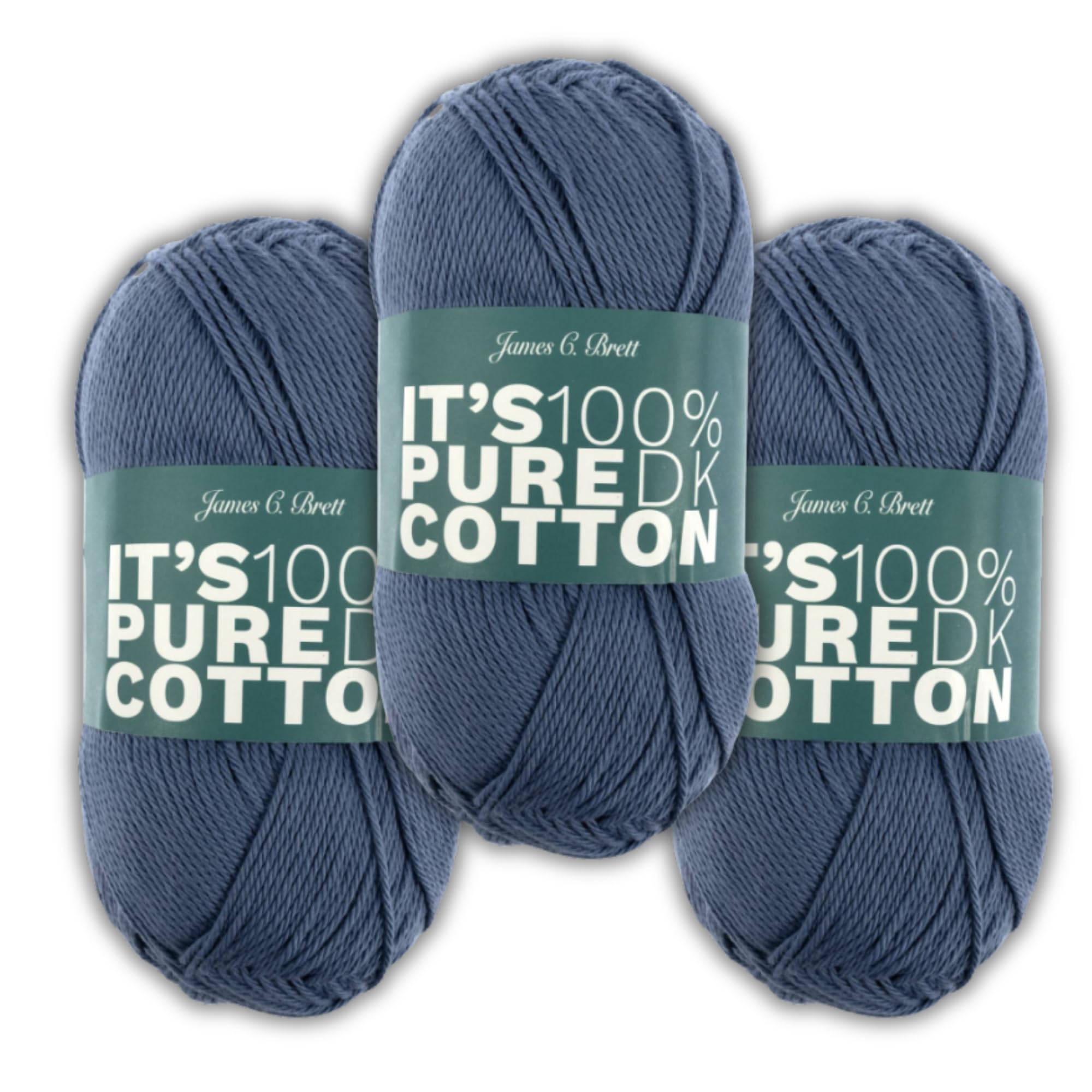 It's Pure Cotton DK 3 x 100g - James C Brett - 100% Cotton Soft Breathable Double Knitting Yarn for Knitting and Crochet (IC15 - Denim)