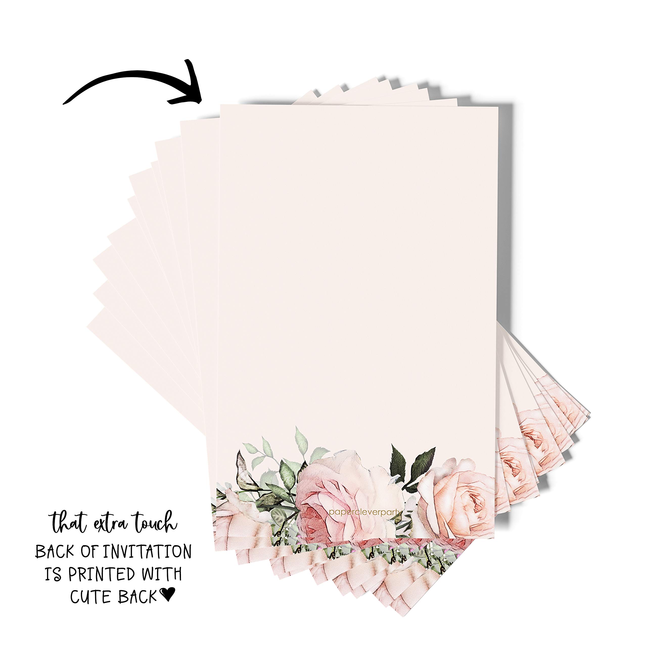 Rose and Gold Baptism Invitations with Envelopes (25 Pack) Baptismal