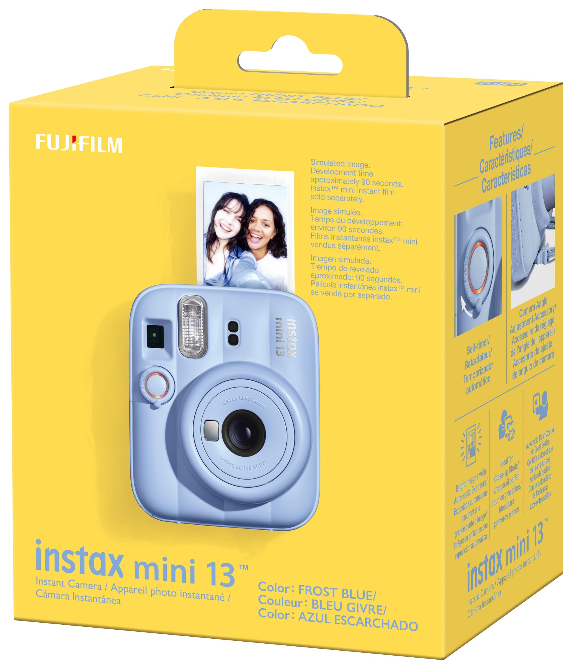 Appareil Photo instantané instax Mini 13 avec Flash Automatique intégré, Miroir pour Selfies intégré, Mode Gros Plan et retardateur, Bleu Glacé
