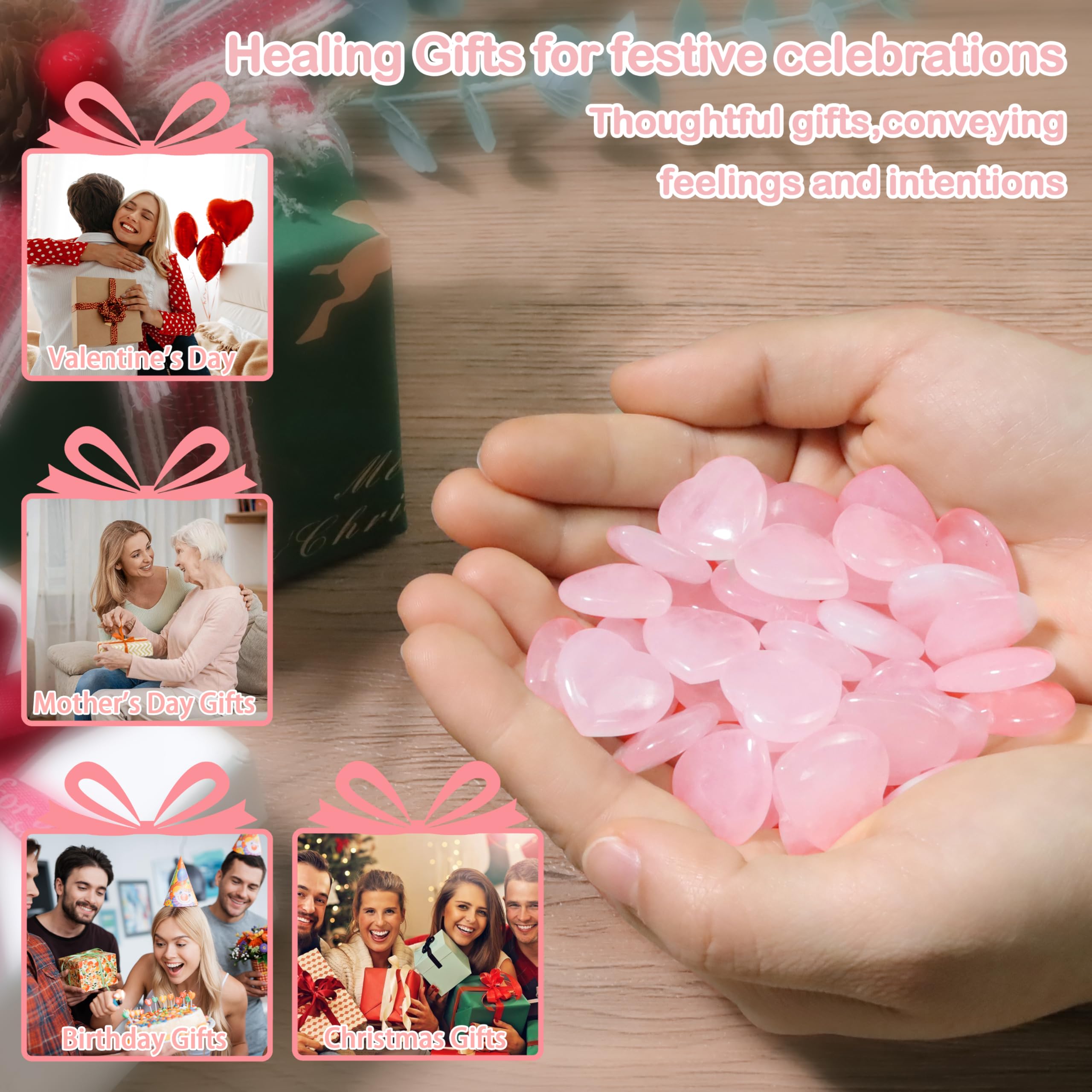 20 PCS Rose Quartz Heart Crystals Natural Crystal Polished Healing Cute Mini Pocket Stones Palm Thumb Love Gemstones Set Bulk Wholesale Reiki Energy Balancing Meditation Pink Heart Gifts for Mother Anniversary Gifts for Women: 1 Rose Quartz