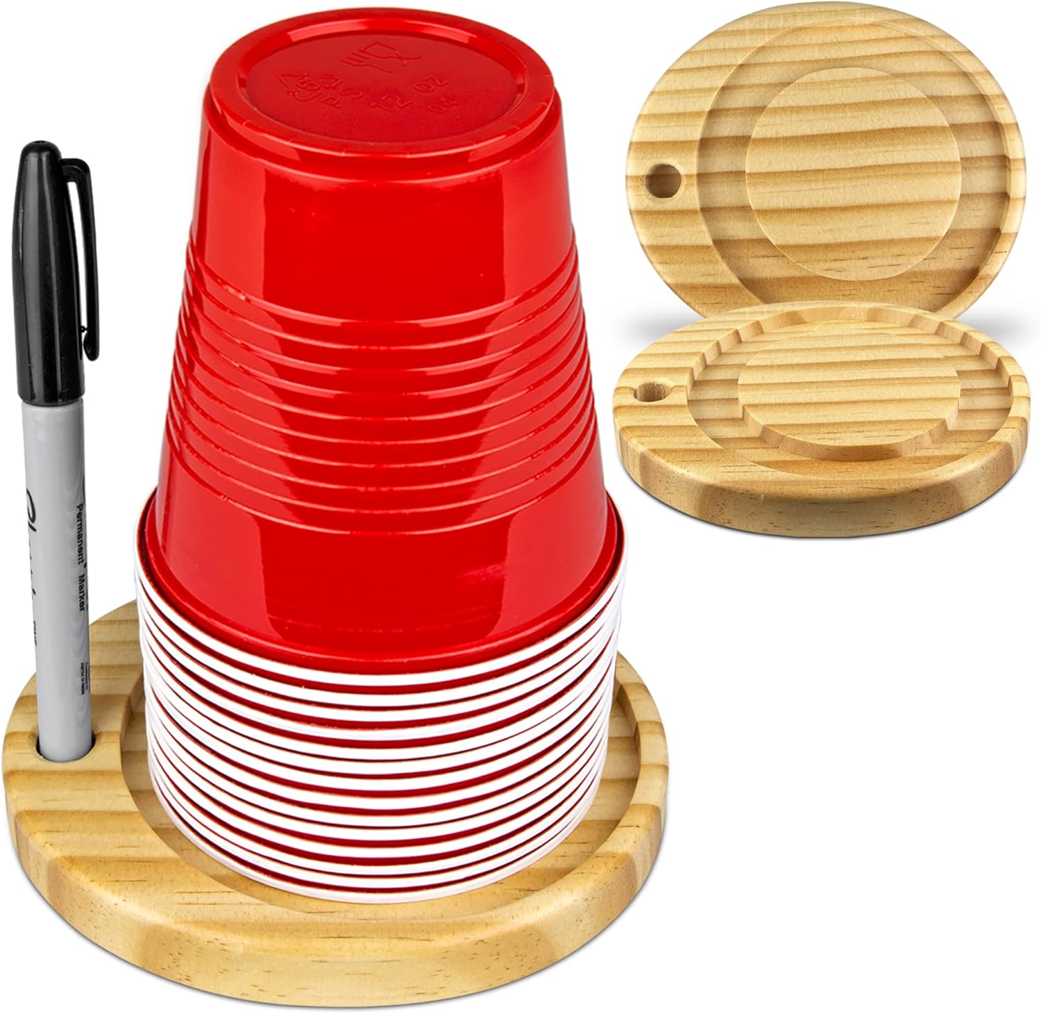 Cup Holder with Marker Hole 2 Pack, Decorative Rustic