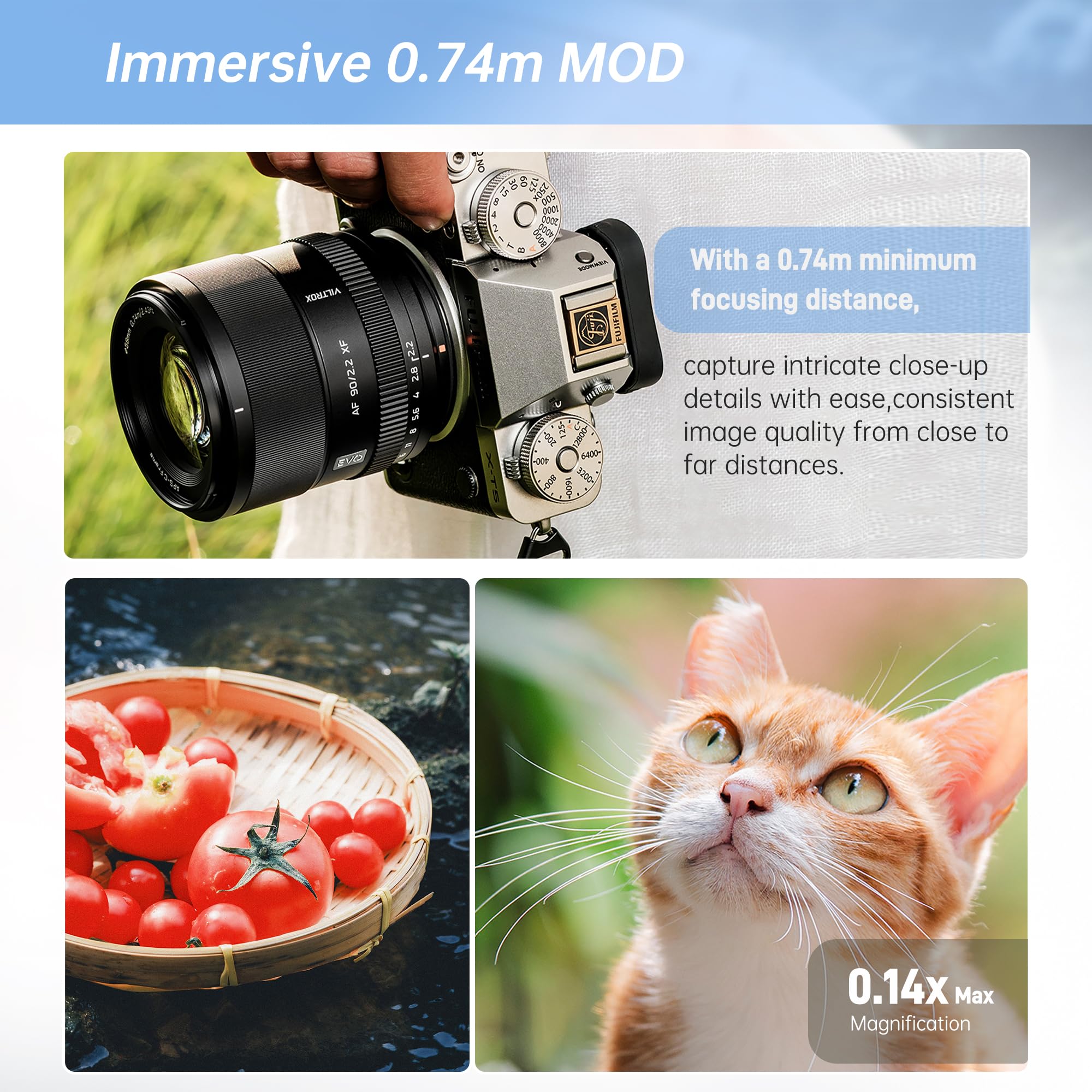 VILTROX AF 90 mm F2.2 EVO APS-C - Obiettivo a messa a fuoco automatica con ampia apertura di apertura, per fotocamere mirrorless (per Fuji XF)