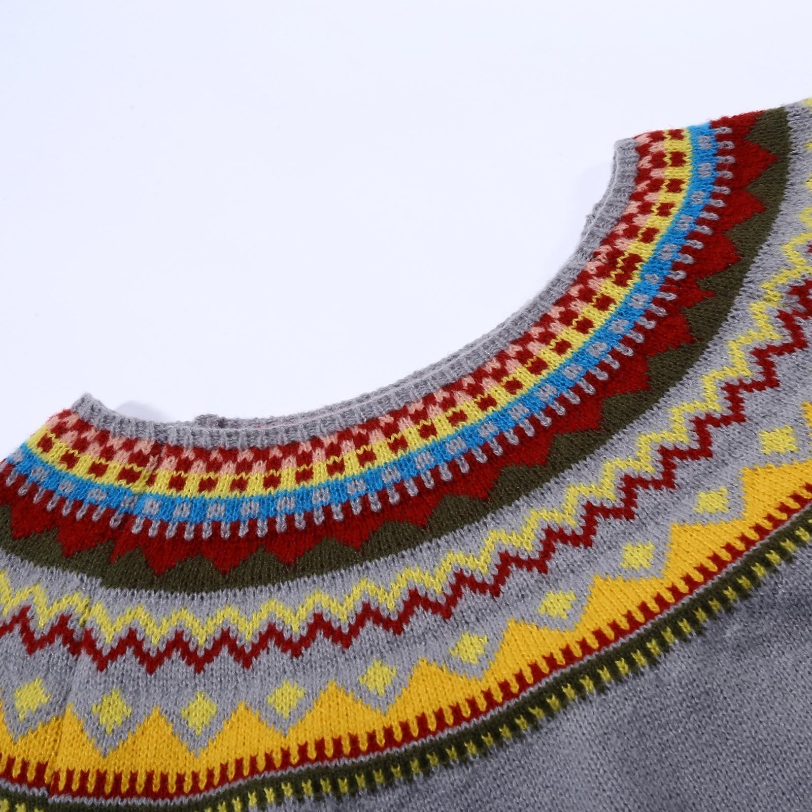 Maglioni da donna per autunno e inverno Fair Isle a maniche lunghe vintage autunno maglioni tunica vacanza sci fantasia lavorato a maglia sciolto brutto soffice top camicetta donna maglioni in cotone