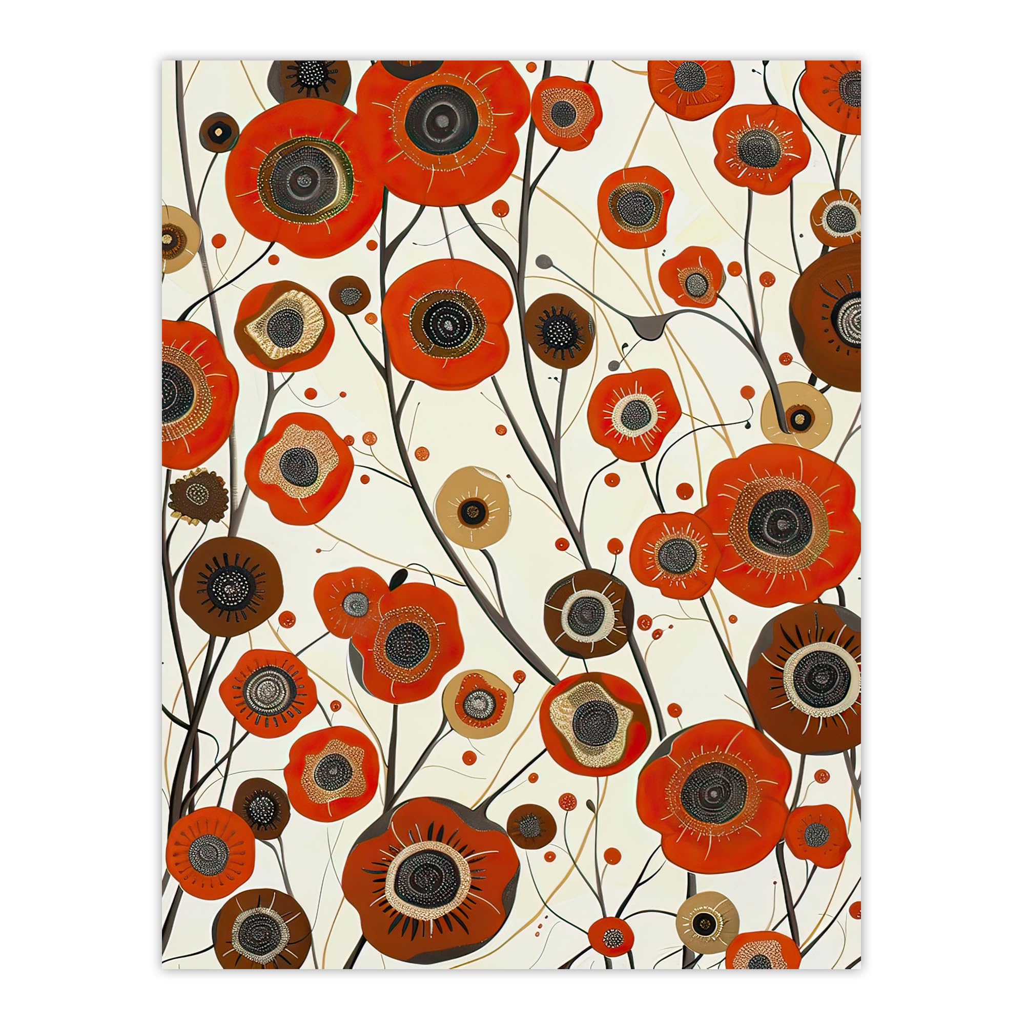 Artery8 Red Poppy Wildflowers Artwork Abstract Floral Living Room Large Wall Art Poster Print Thick Paper 18X24 Inch